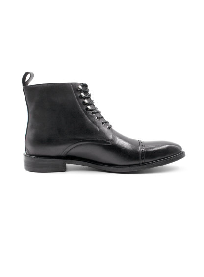 Massimo Black Semi-Brogue Boot