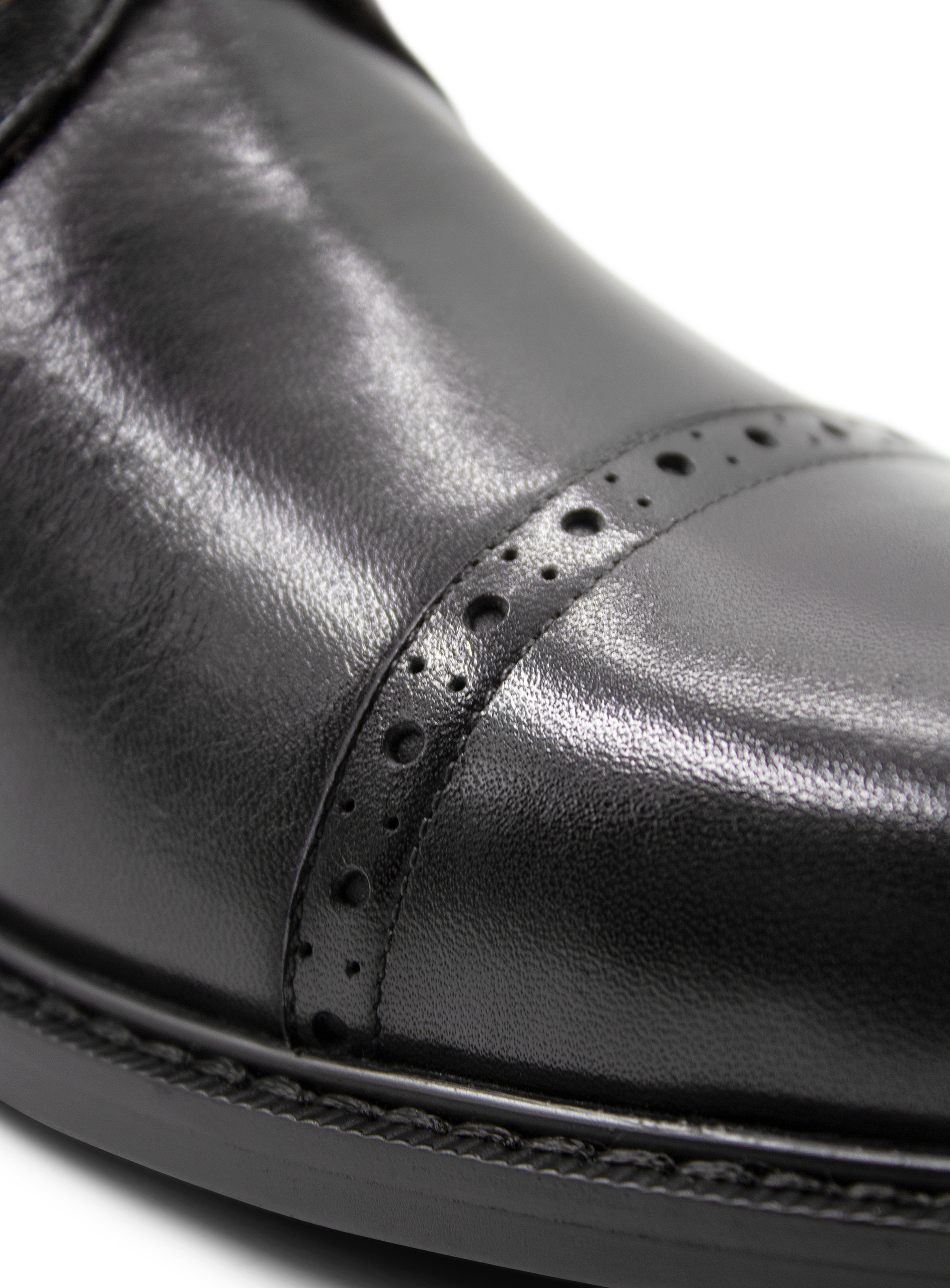 Massimo Black Semi-Brogue Boot