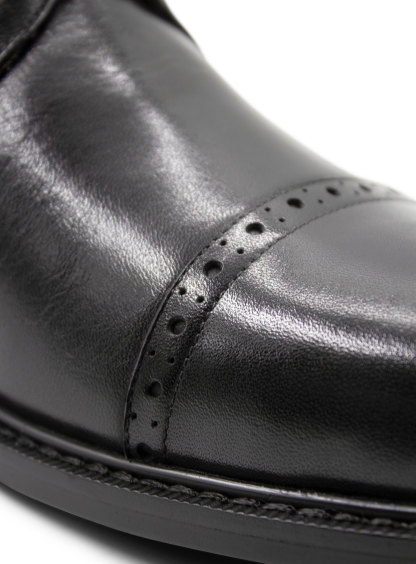 Massimo Black Semi-Brogue Boot
