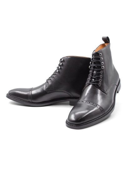 Massimo Black Semi-Brogue Boot