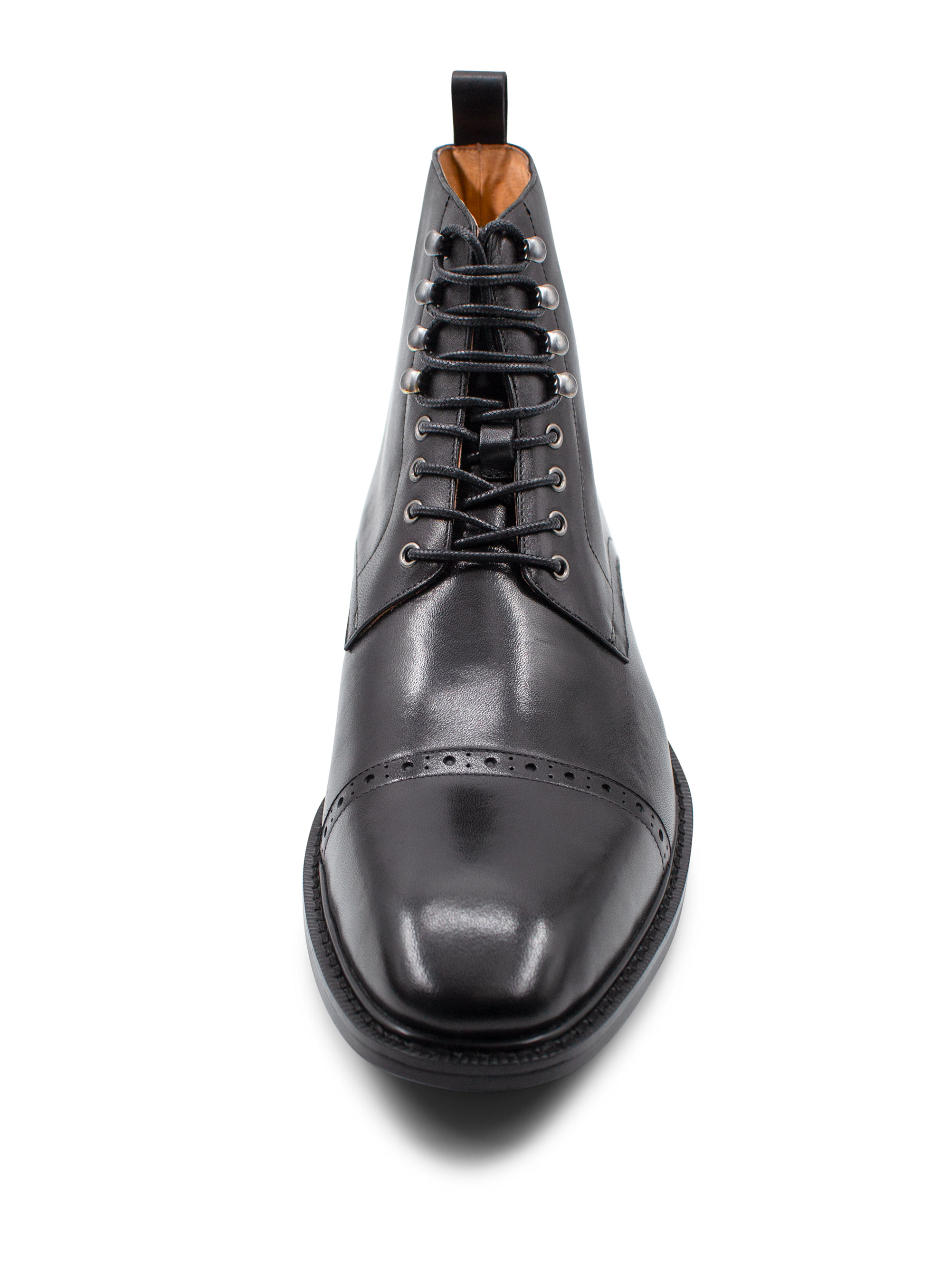 Massimo Black Semi-Brogue Boot