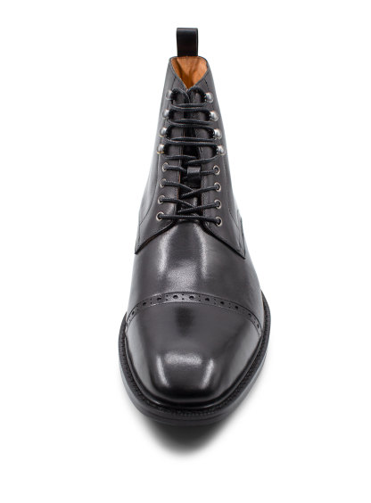 Massimo Black Semi-Brogue Boot