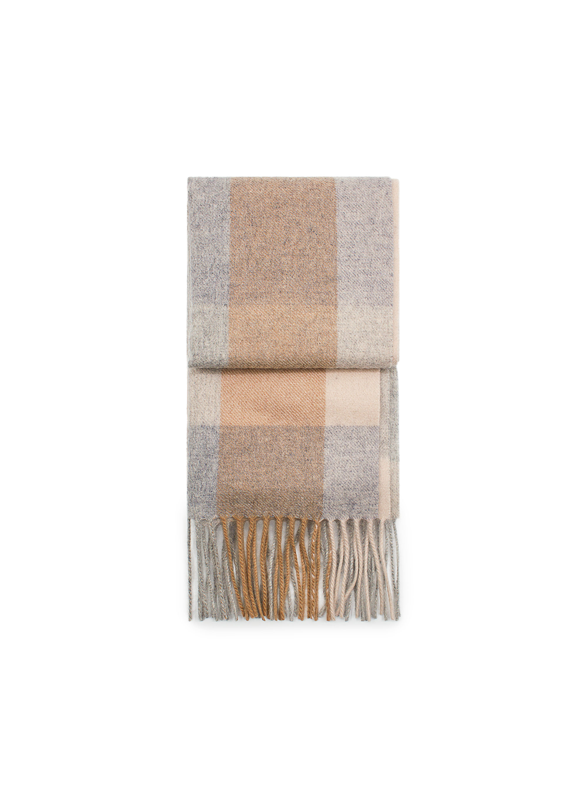 Tan & Grey Pure Wool Scarf