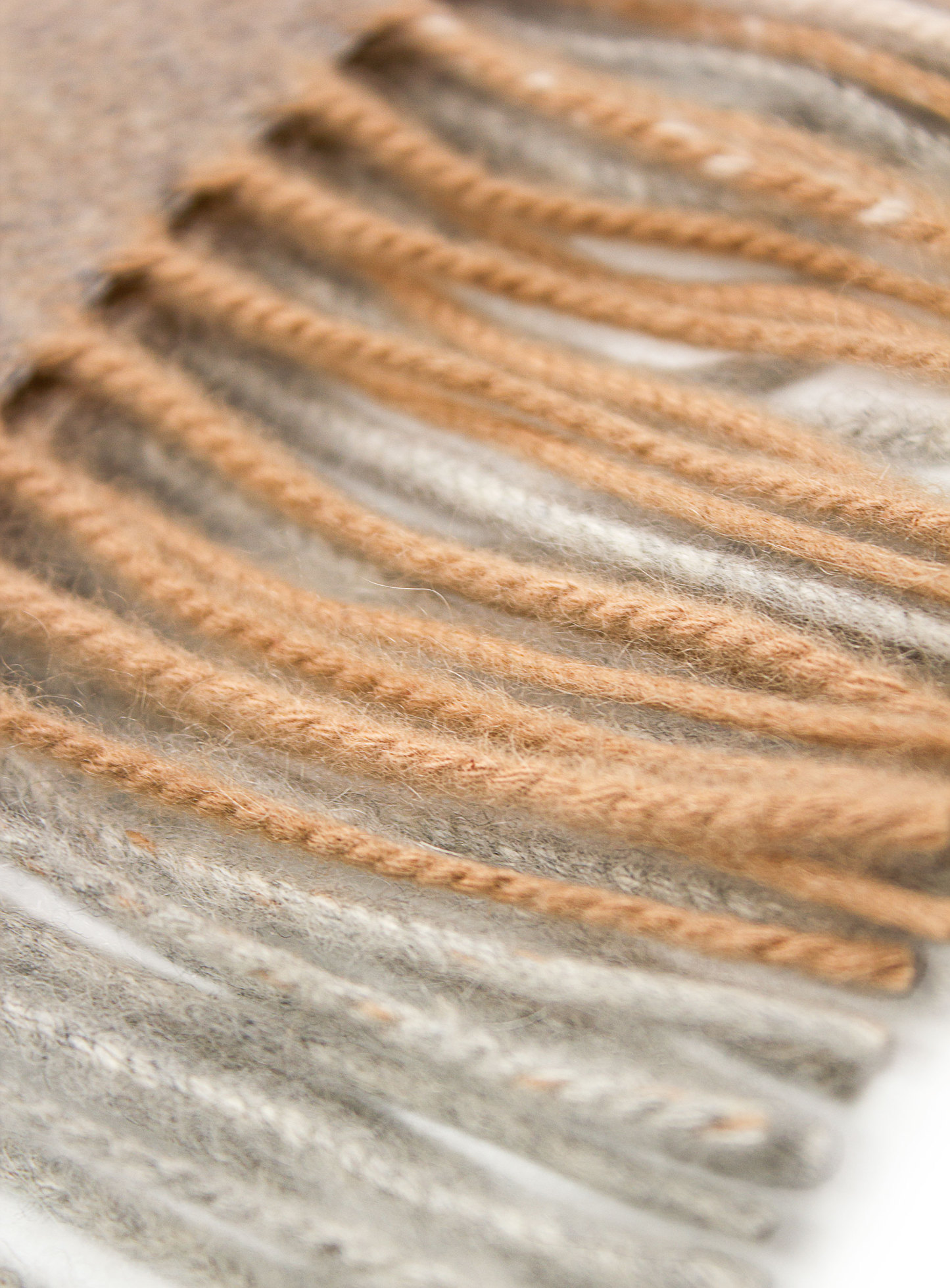 Tan & Grey Pure Wool Scarf