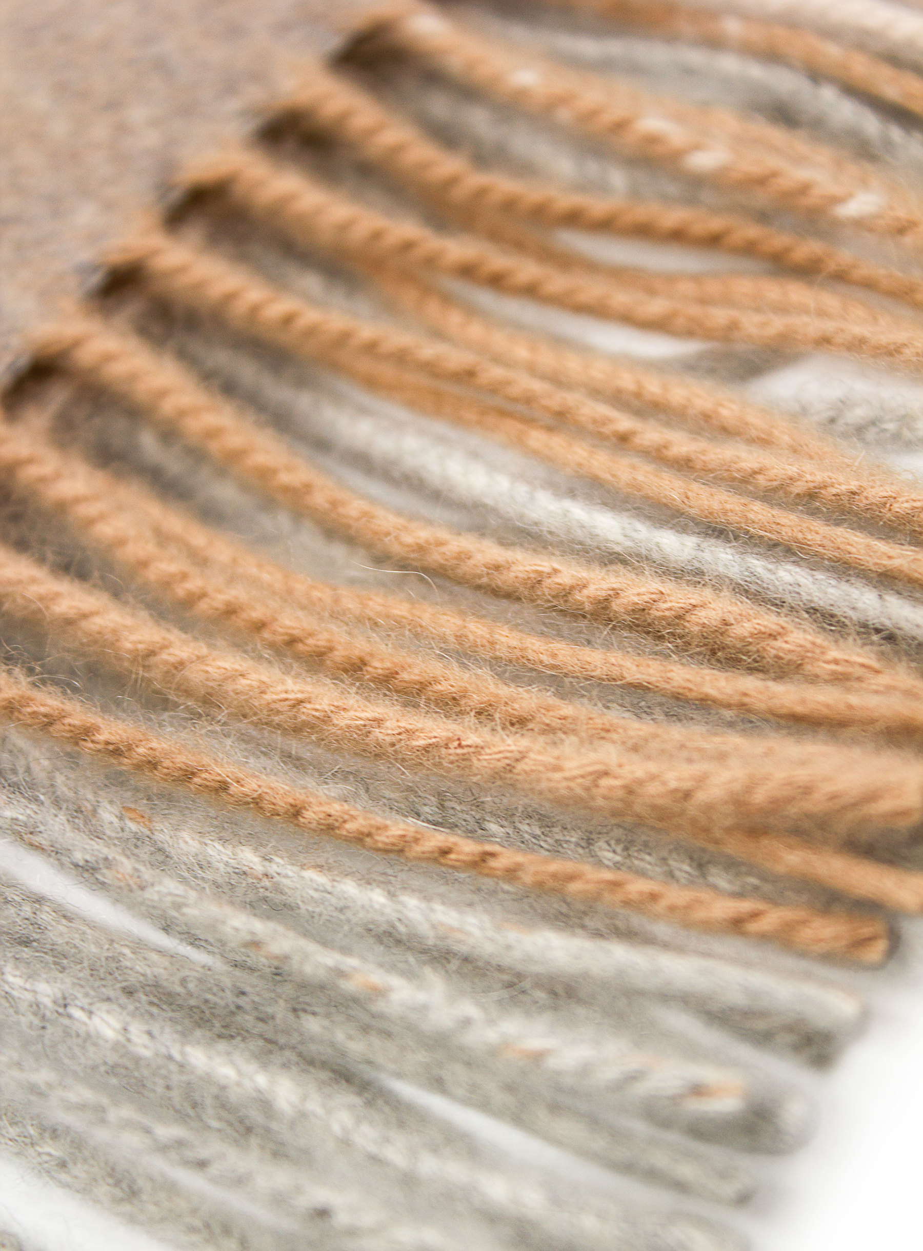 Tan & Grey Pure Wool Scarf