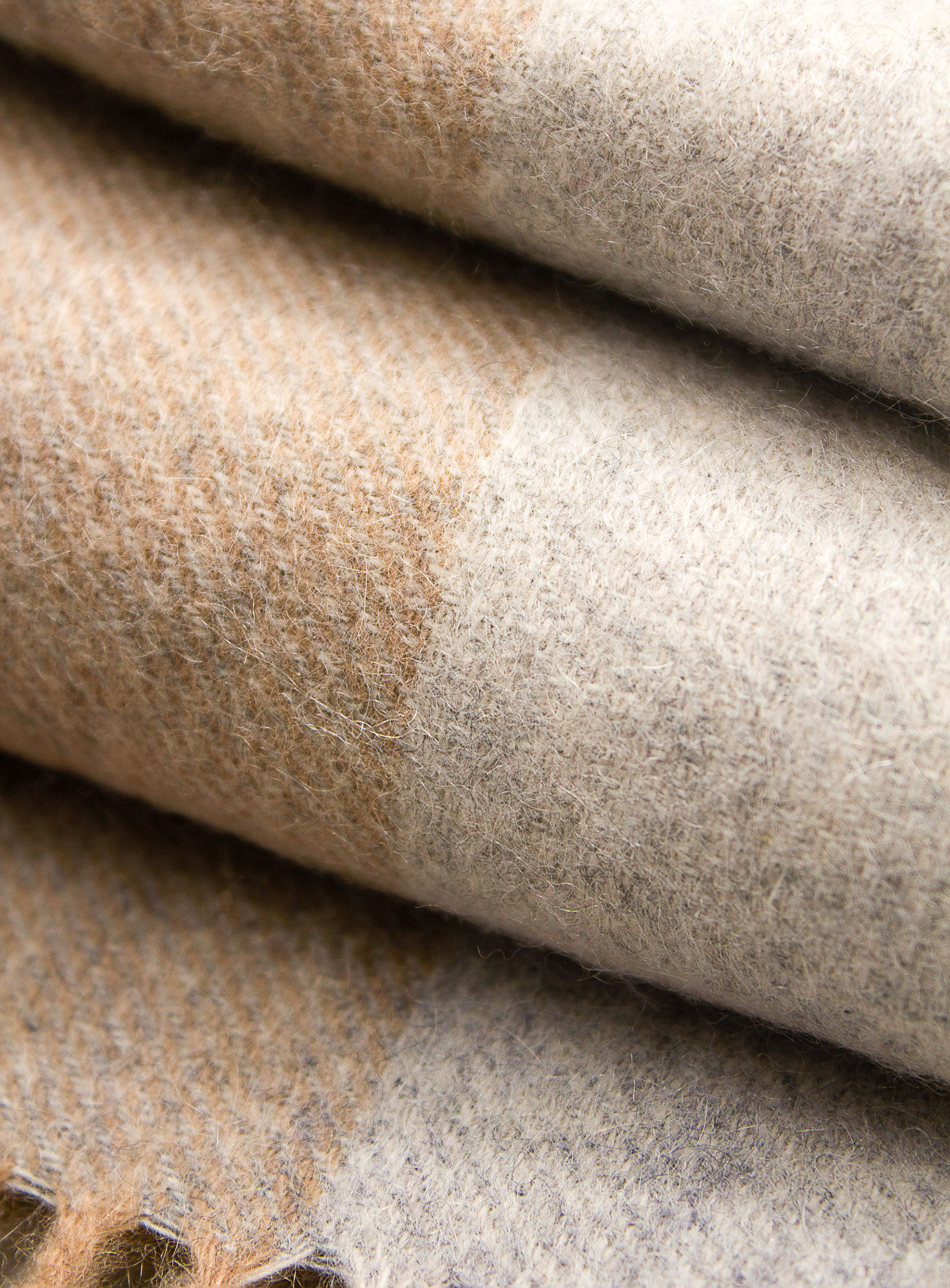 Tan & Grey Pure Wool Scarf