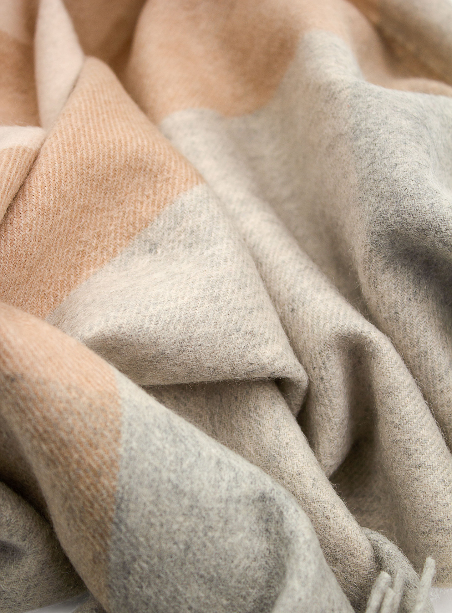 Tan & Grey Pure Wool Scarf