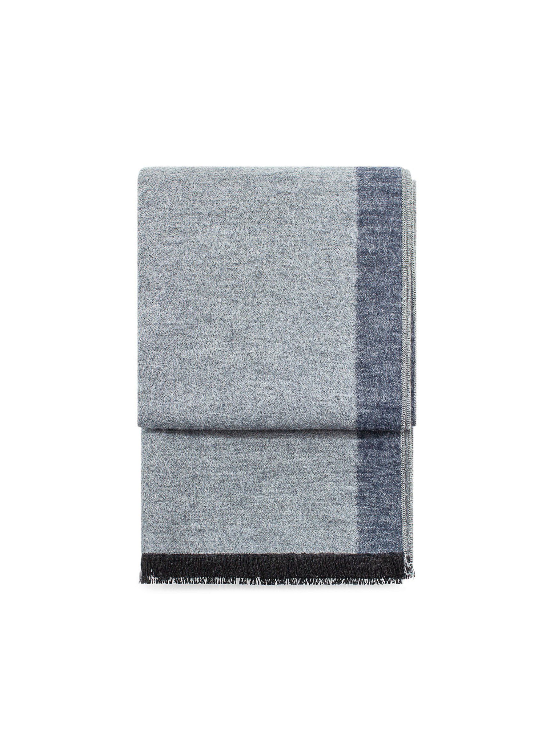 Navy/Grey Colour Block Pure Silk Scarf