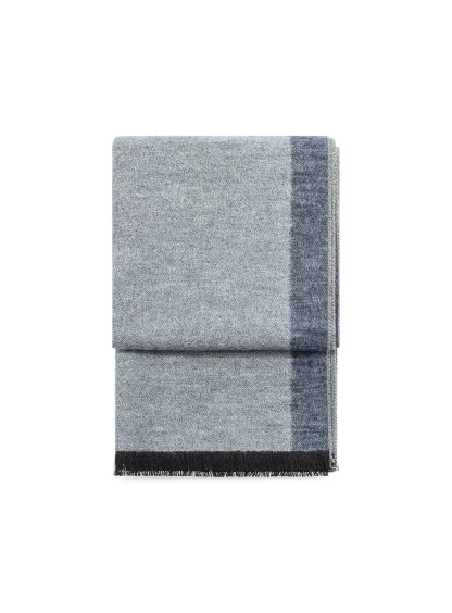 Navy/Grey Colour Block Pure Silk Scarf