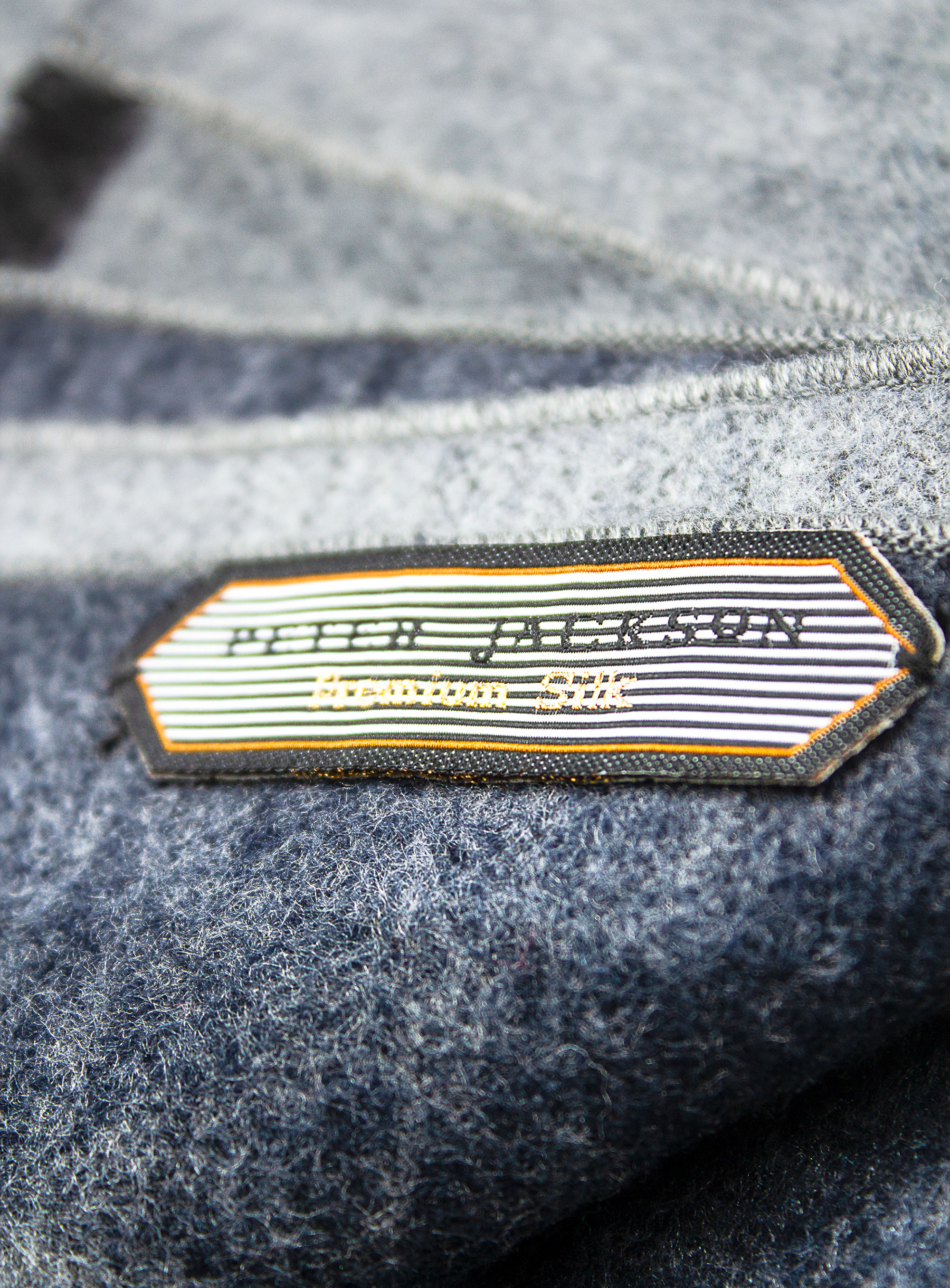 Navy/Grey Colour Block Pure Silk Scarf