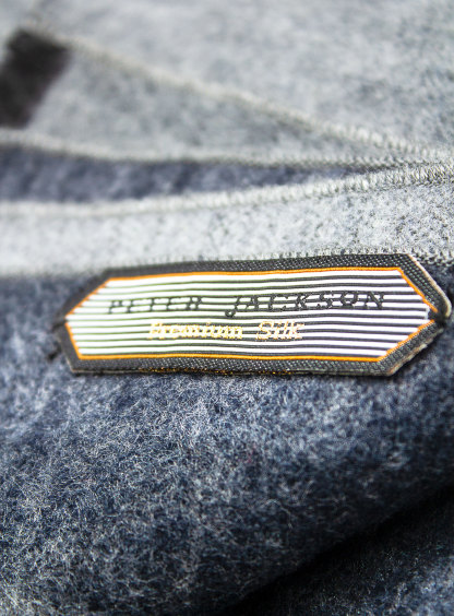 Navy/Grey Colour Block Pure Silk Scarf