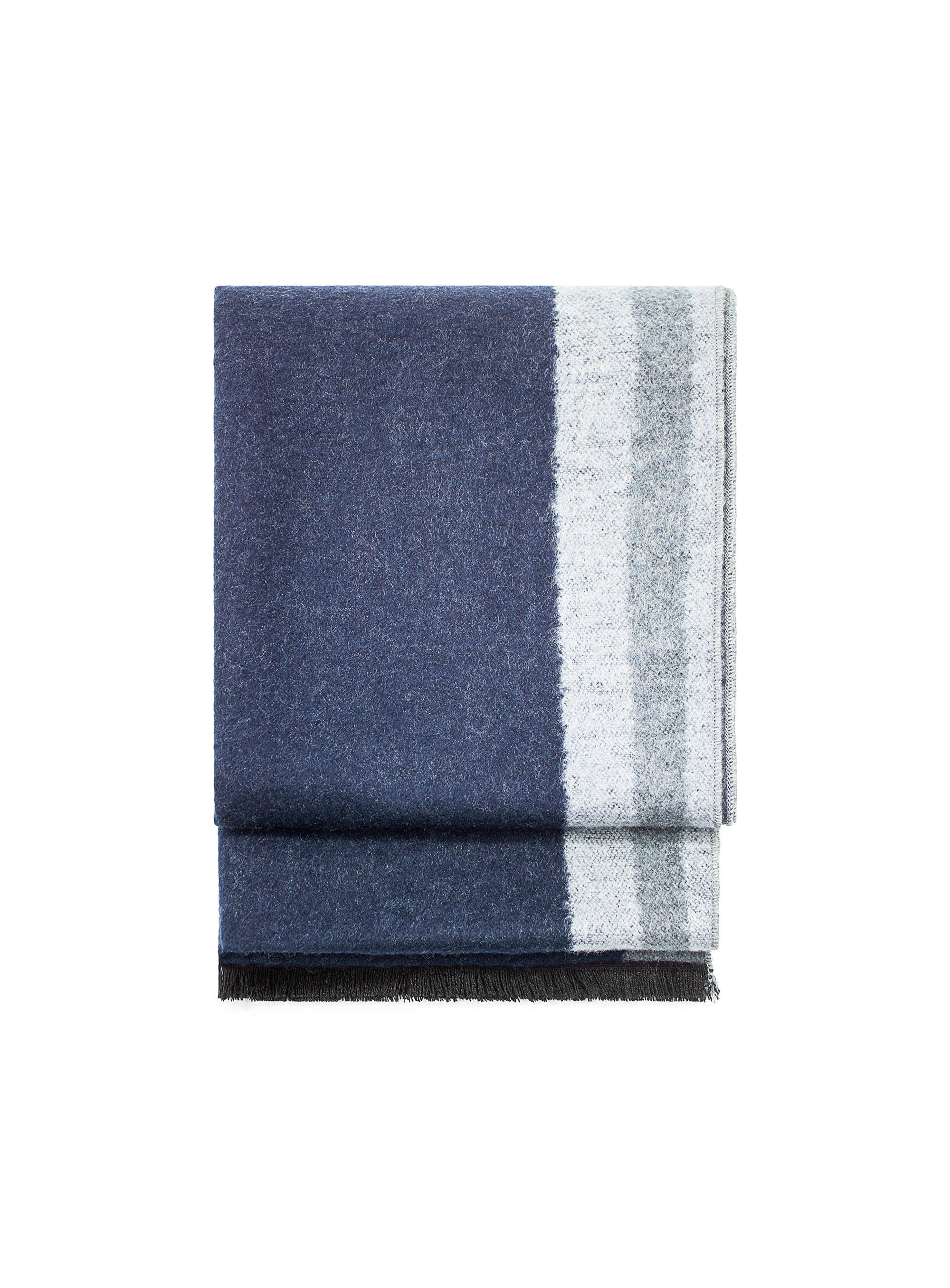 Navy/Grey Colour Block Pure Silk Scarf