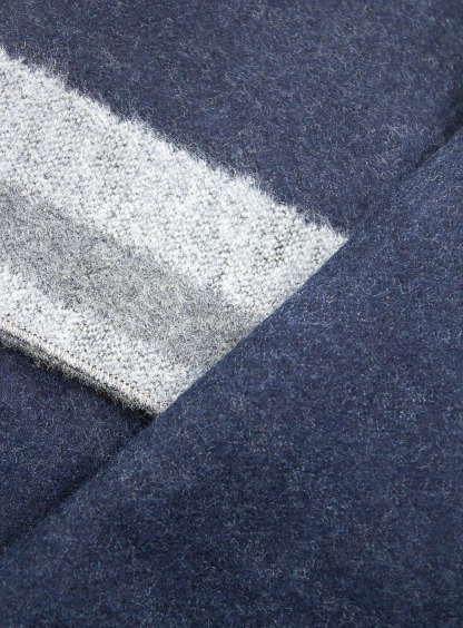 Navy/Grey Colour Block Pure Silk Scarf