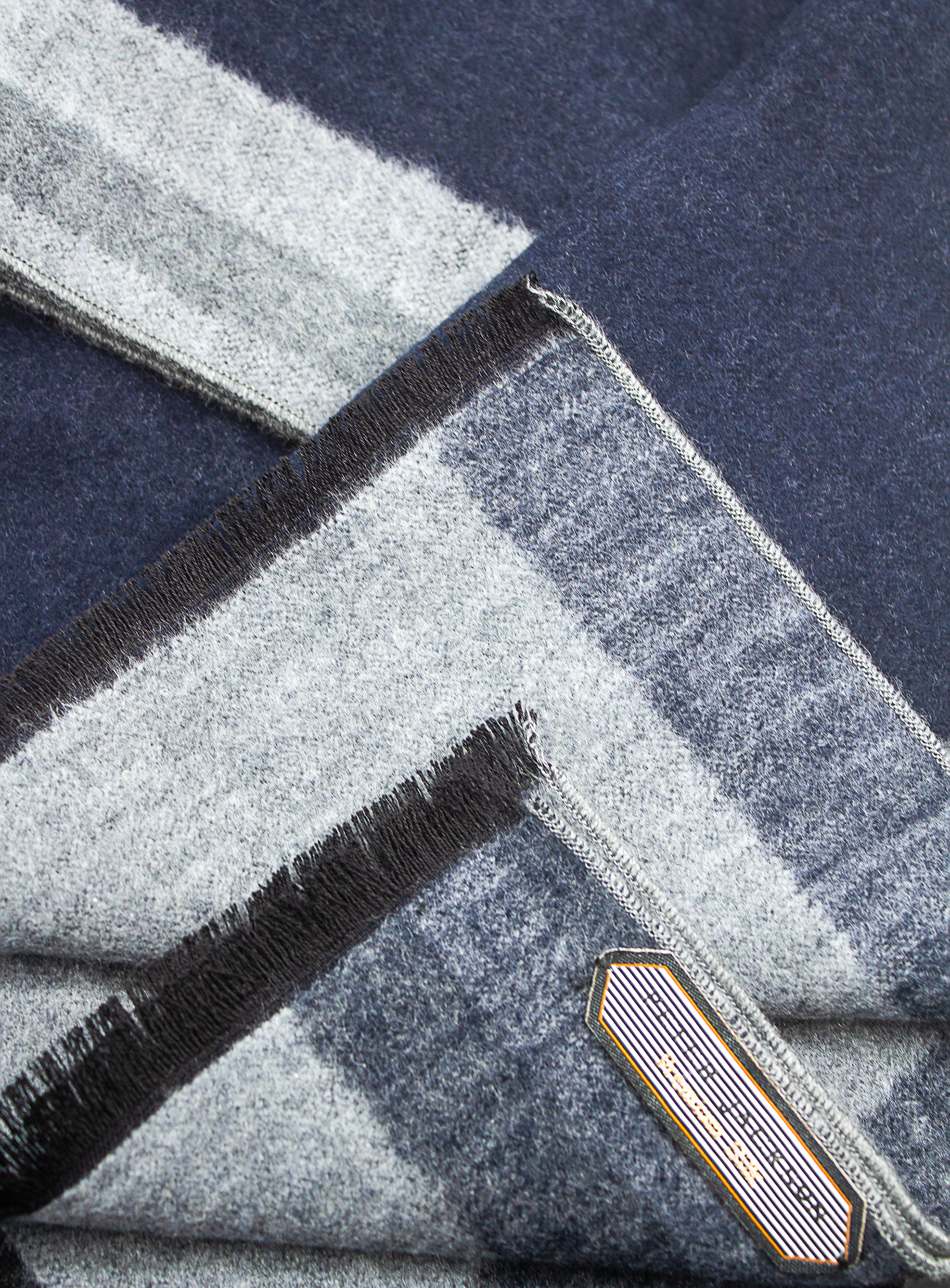 Navy/Grey Colour Block Pure Silk Scarf