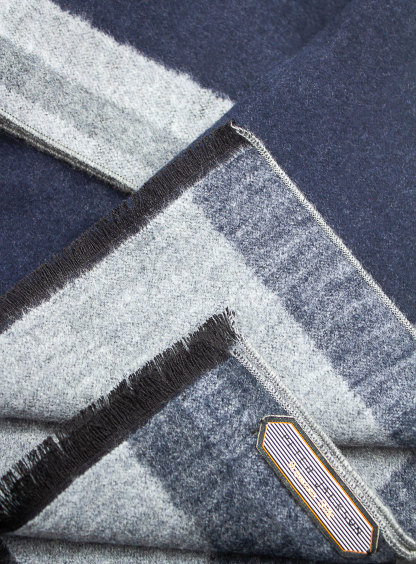 Navy/Grey Colour Block Pure Silk Scarf