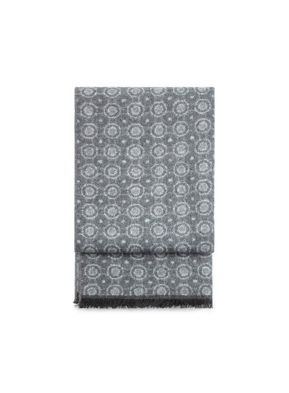 Grey Medallion Pure Silk Scarf