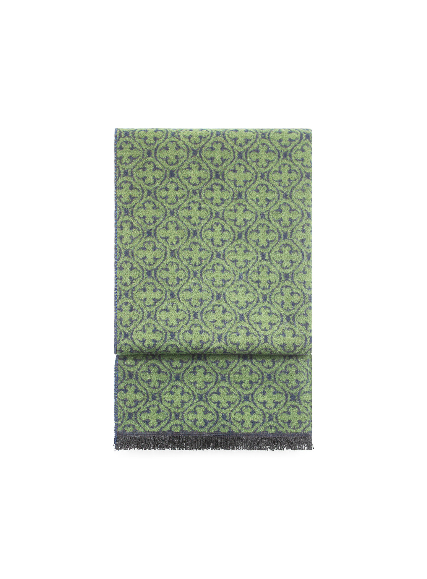 Navy & Green Medallion Pure Silk Scarf