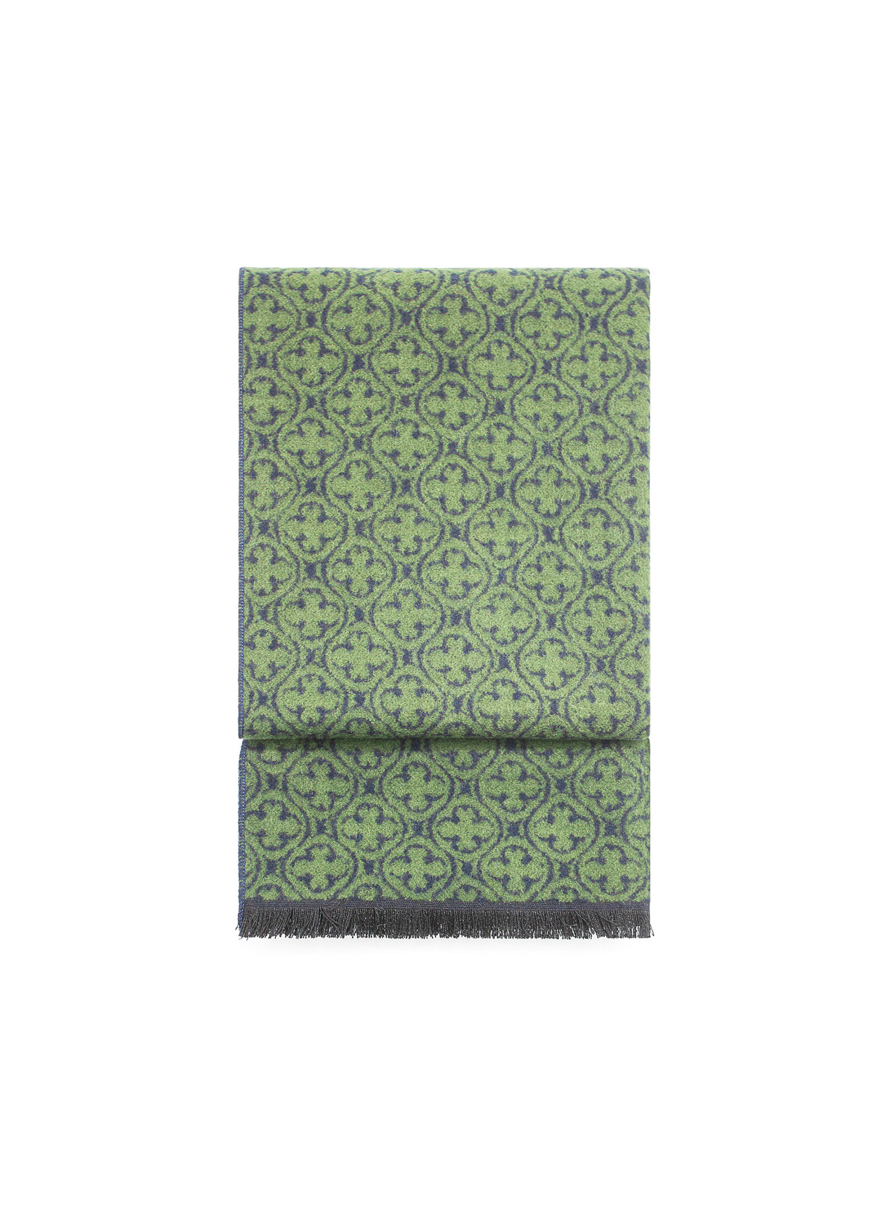 Navy & Green Medallion Pure Silk Scarf
