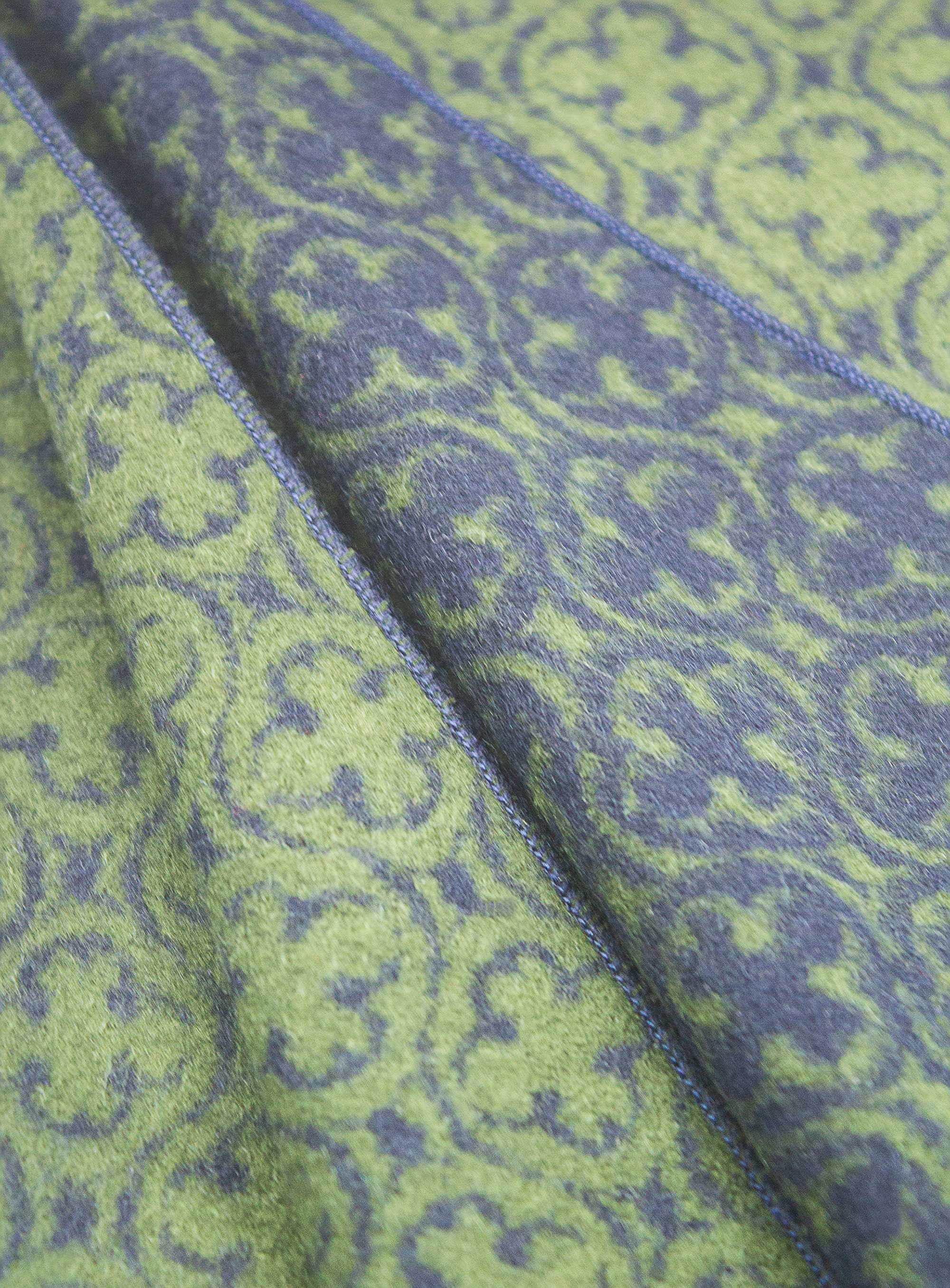 Navy & Green Medallion Pure Silk Scarf
