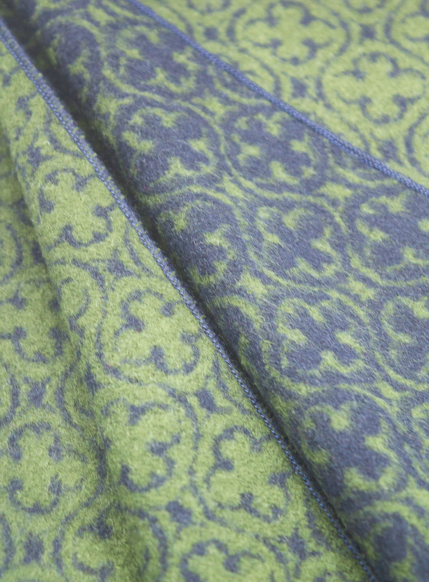 Navy & Green Medallion Pure Silk Scarf