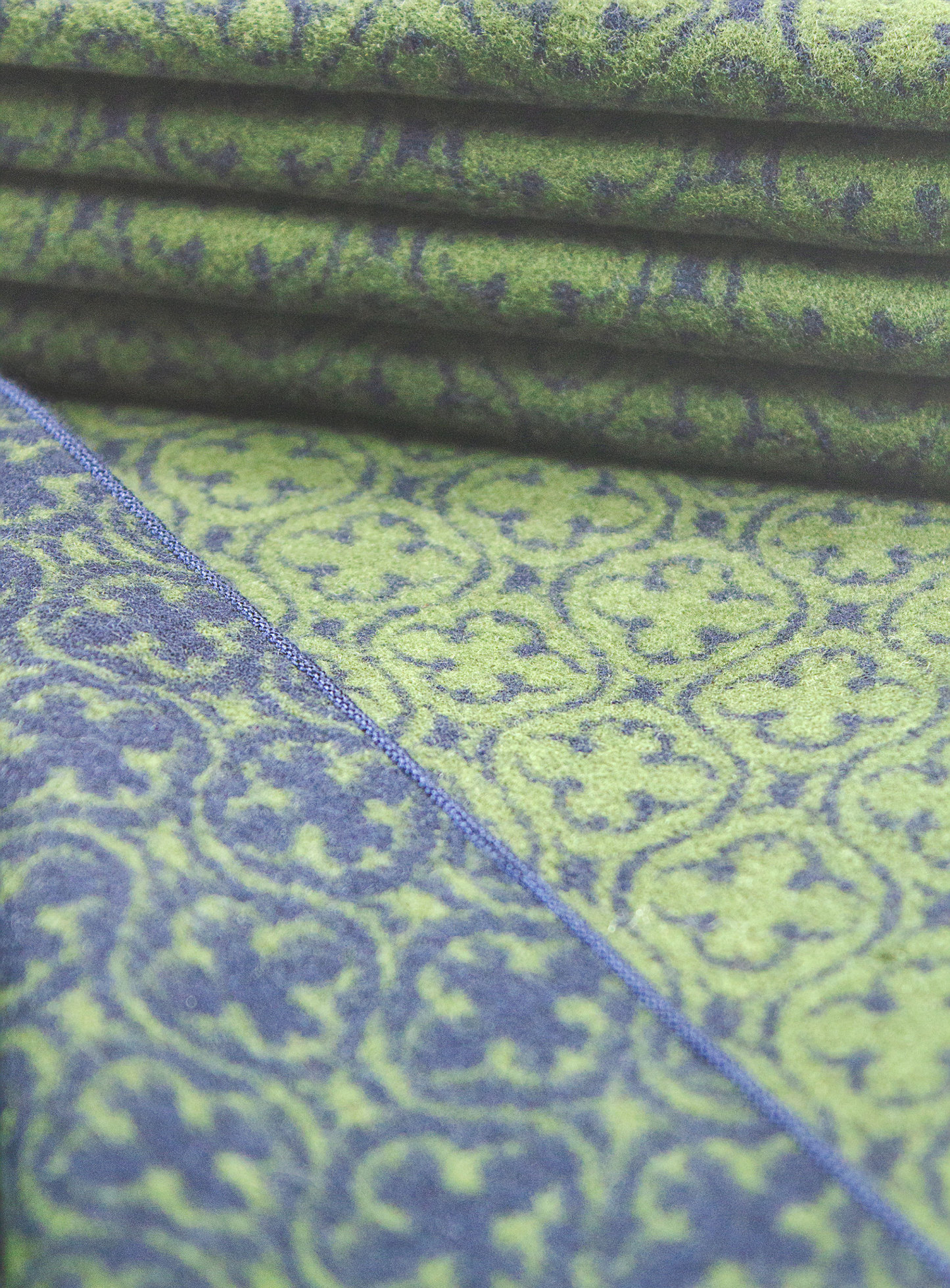 Navy & Green Medallion Pure Silk Scarf