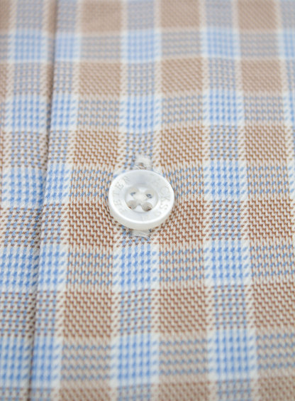 Milan Taupe & Blue Plaid Shirt