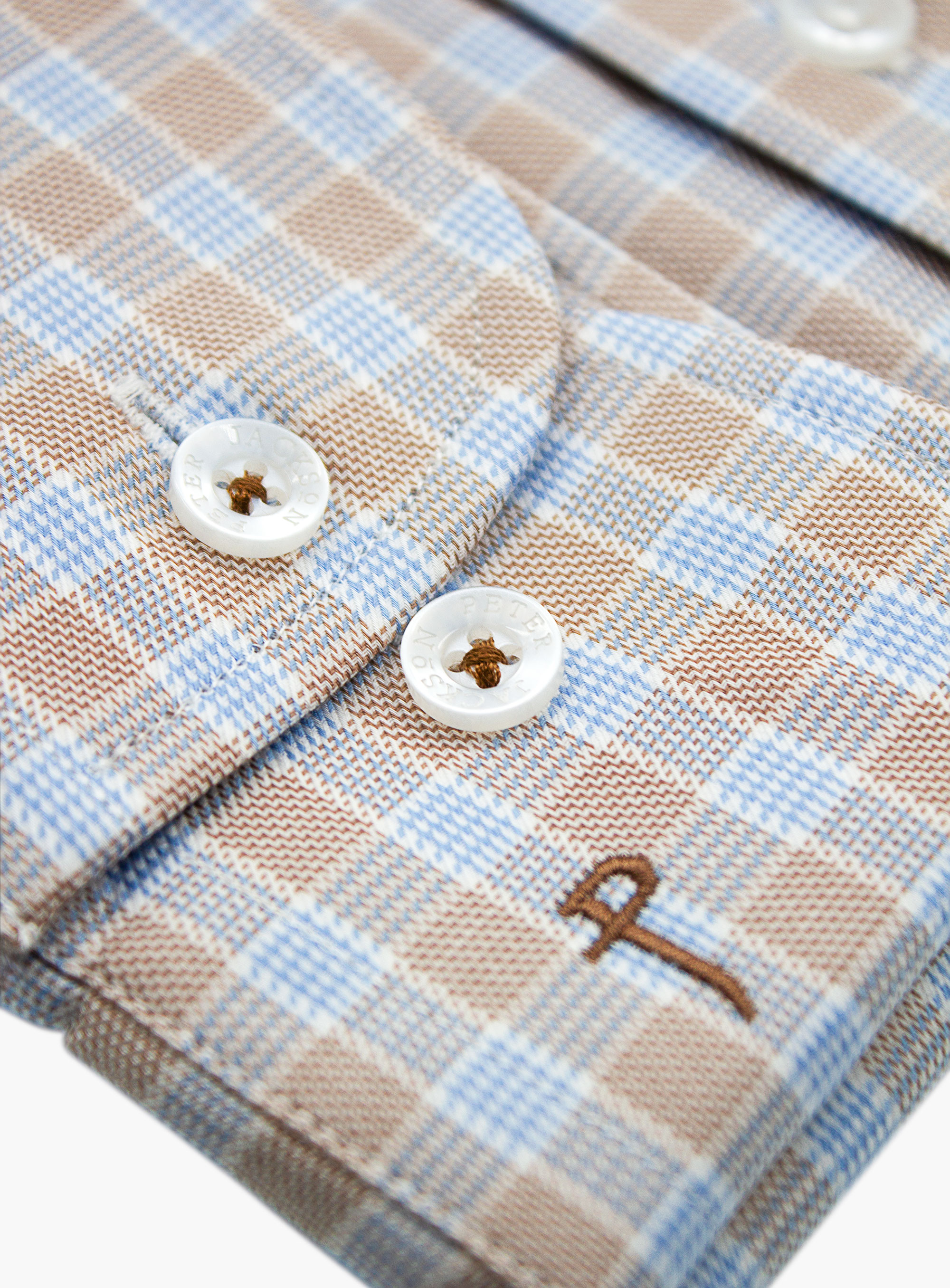 Milan Taupe & Blue Plaid Shirt