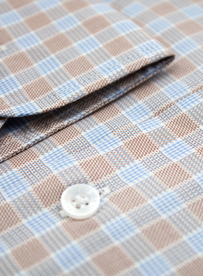 Milan Taupe & Blue Plaid Shirt