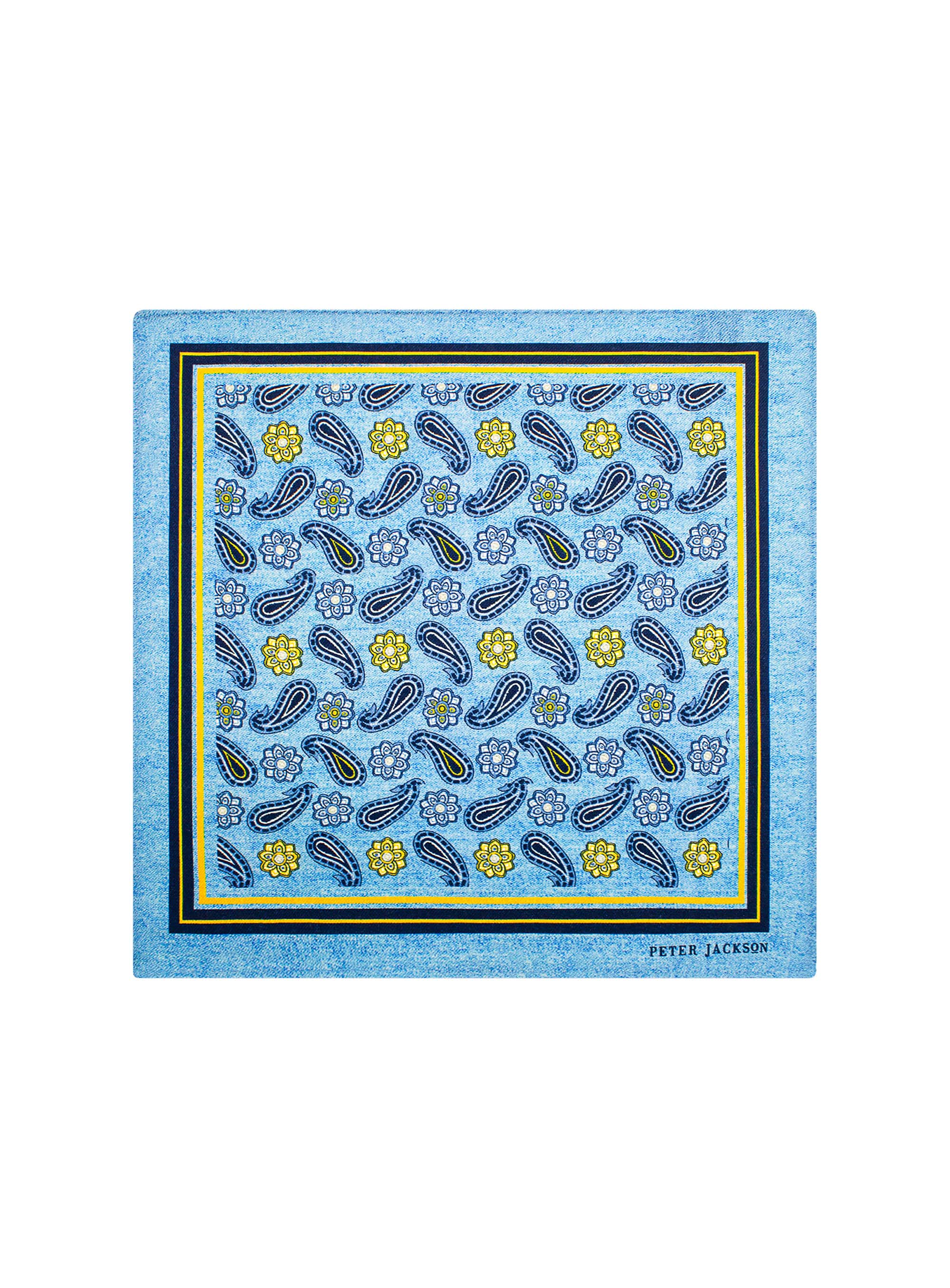 Azure Paisley Garden Pocket Square