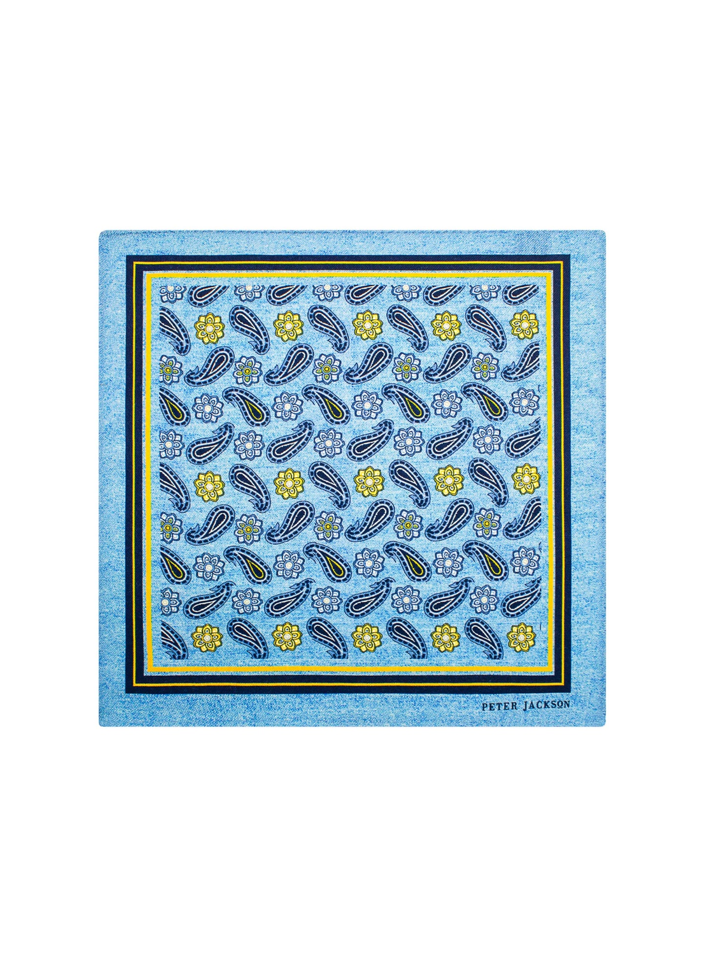 Azure Paisley Garden Pocket Square