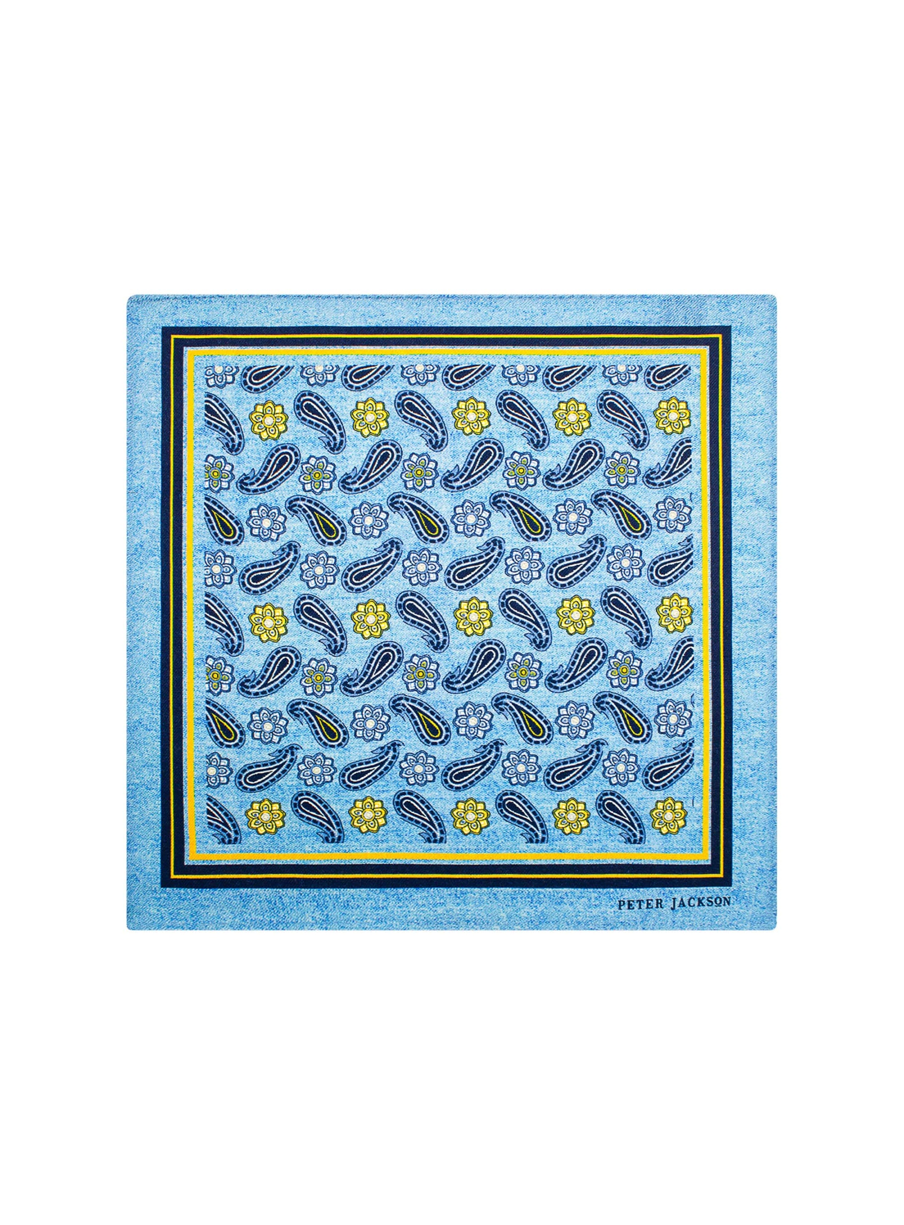 Azure Paisley Garden Pocket Square