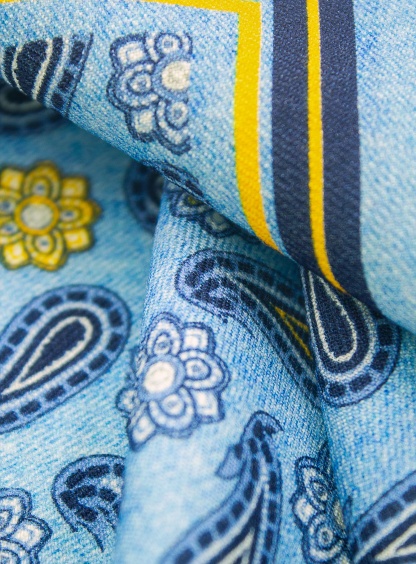 Azure Paisley Garden Pocket Square