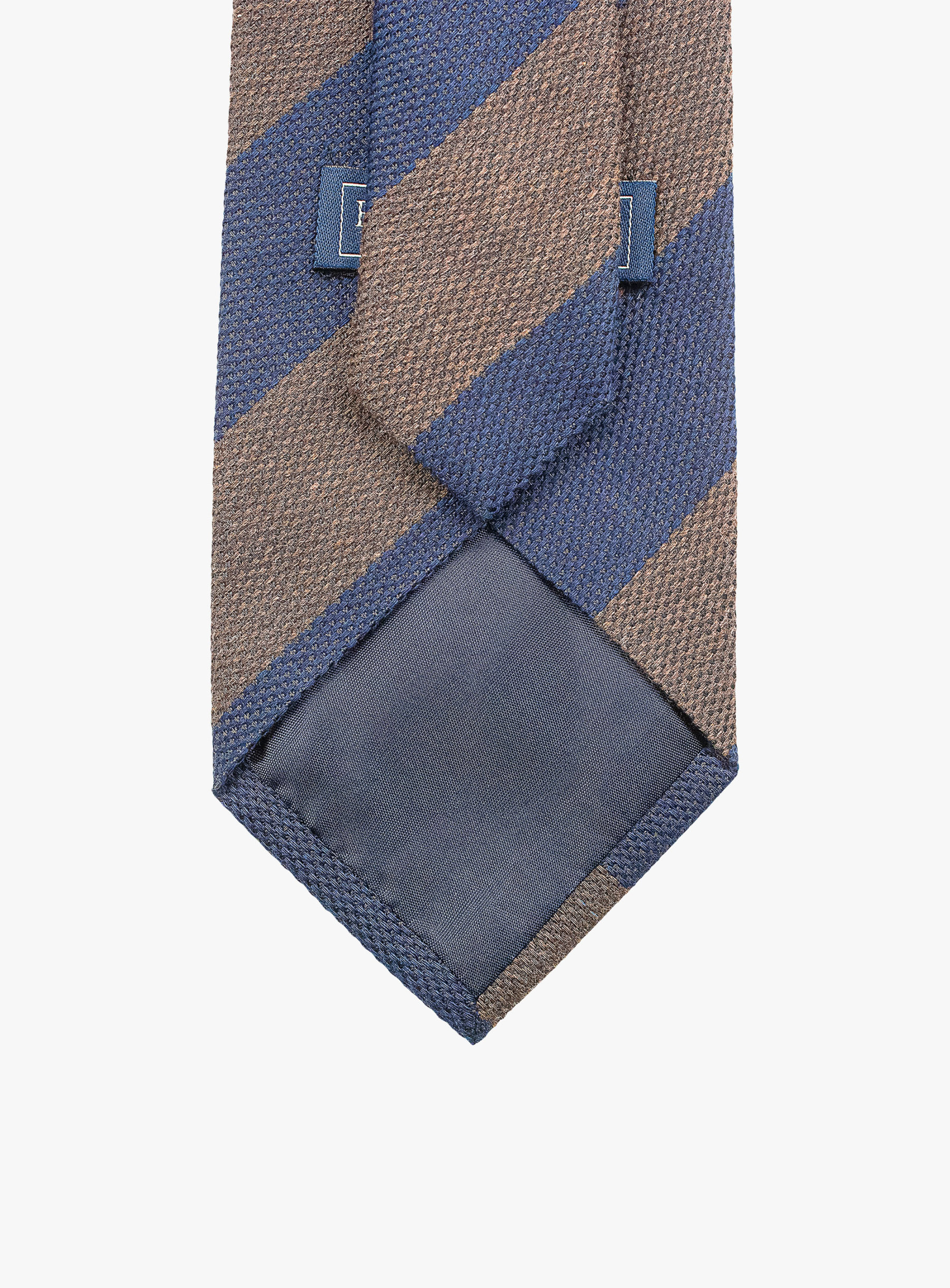 Luxury Italian Striped Tie: Brown and Navy Elegance