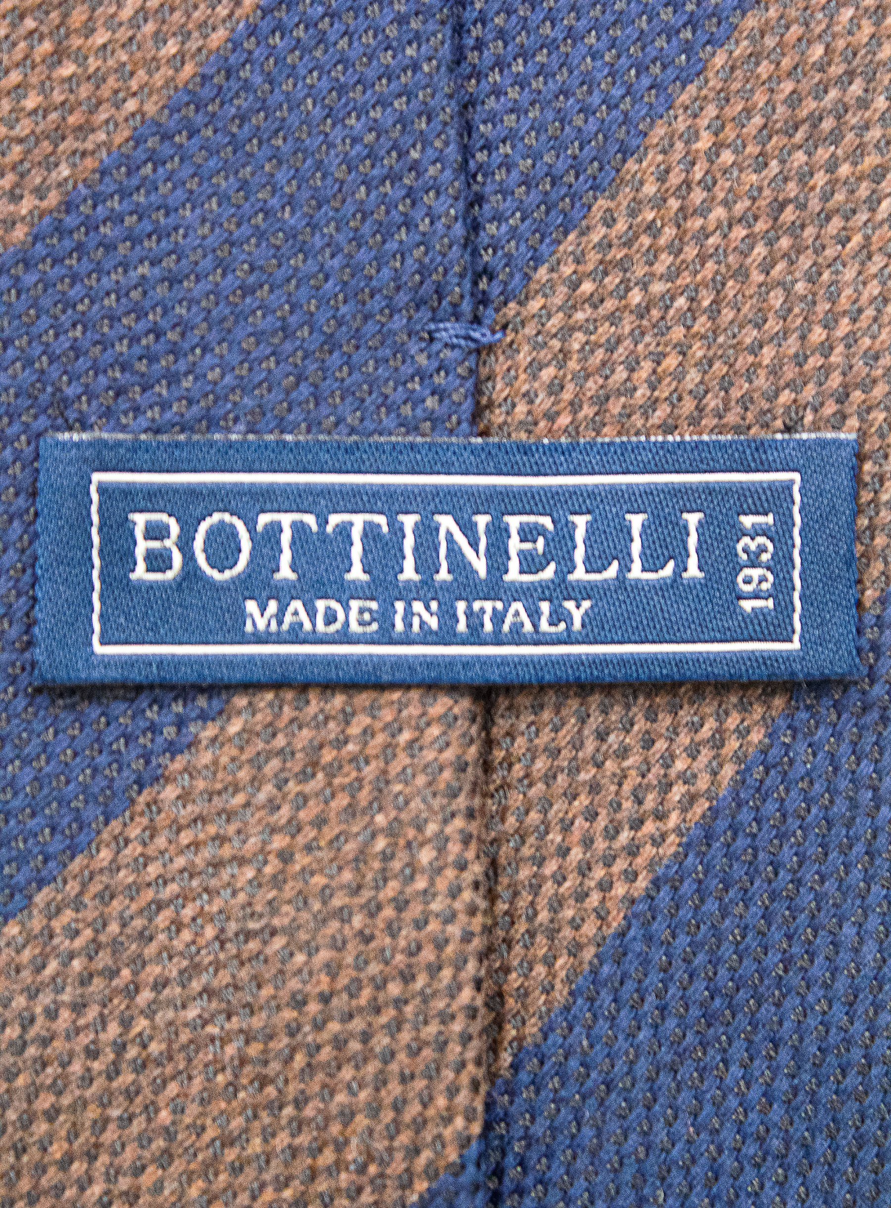 Luxury Italian Striped Tie: Brown and Navy Elegance