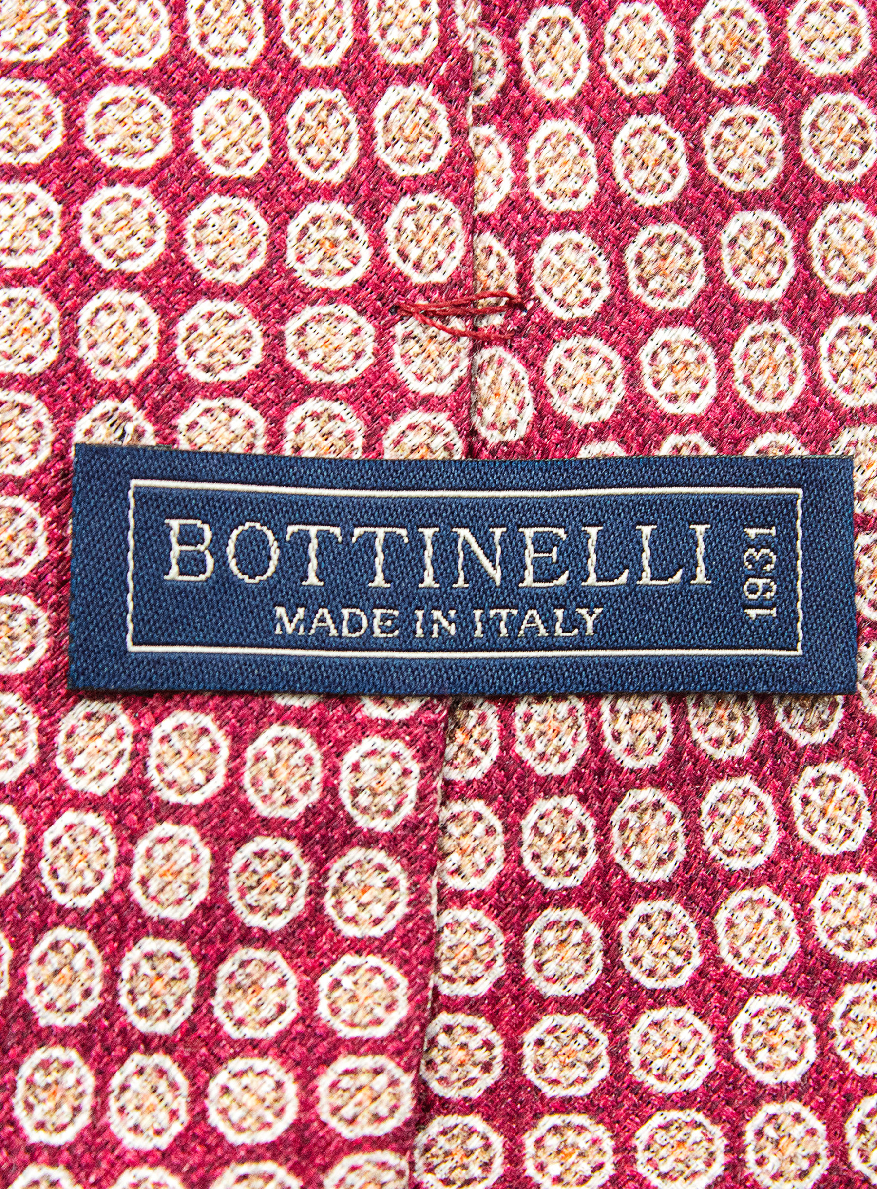 Bottinelli Italian Tie: Burgundy Medallion Design