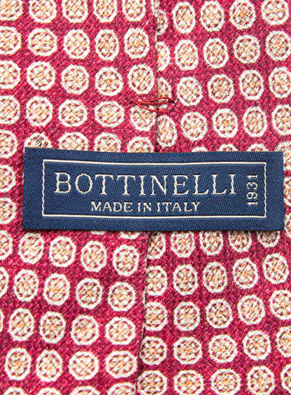 Bottinelli Italian Tie: Burgundy Medallion Design