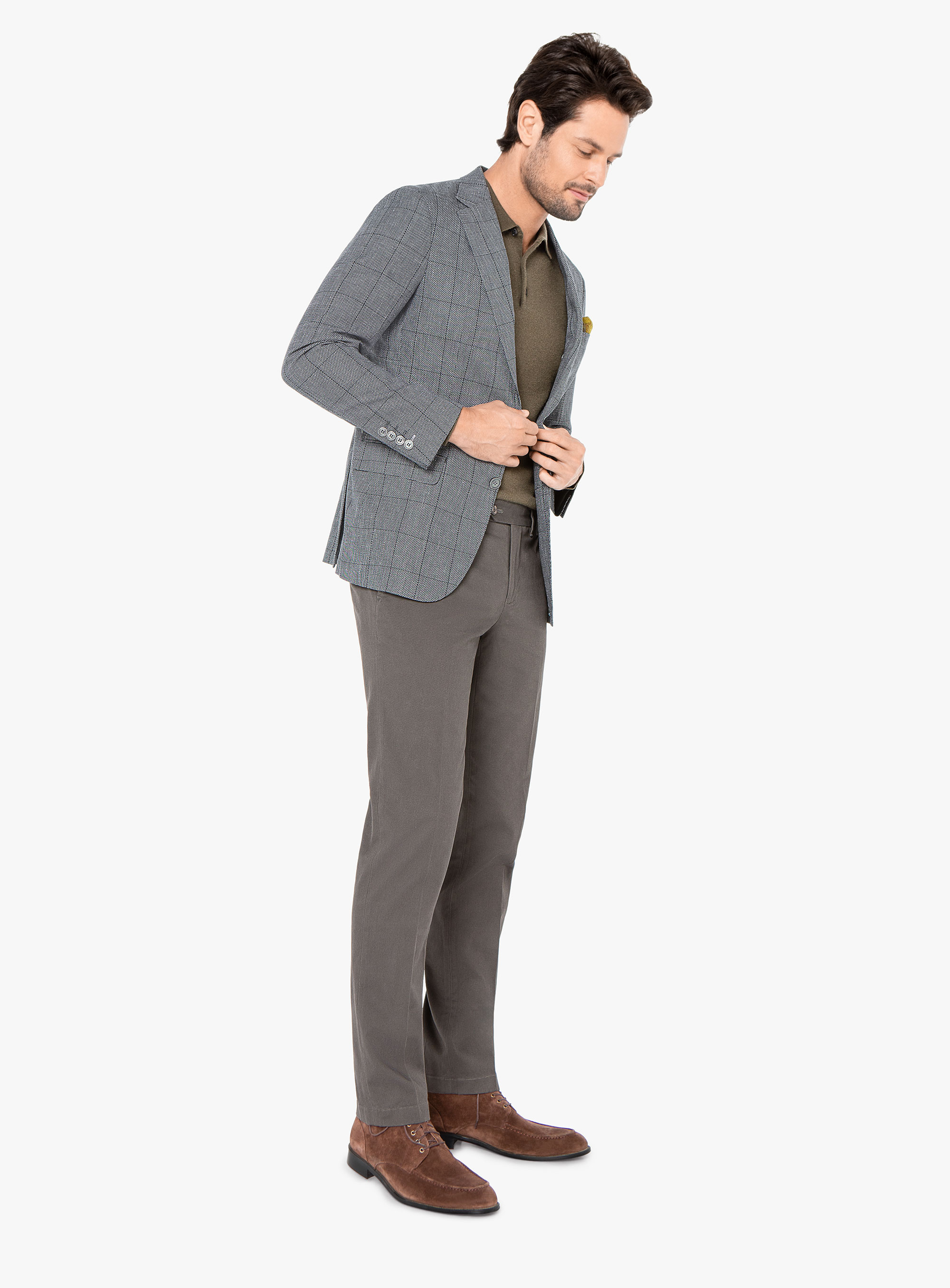 Men {collection_title} Vicenza Forest Green Overcheck Jacket Peter Jackson