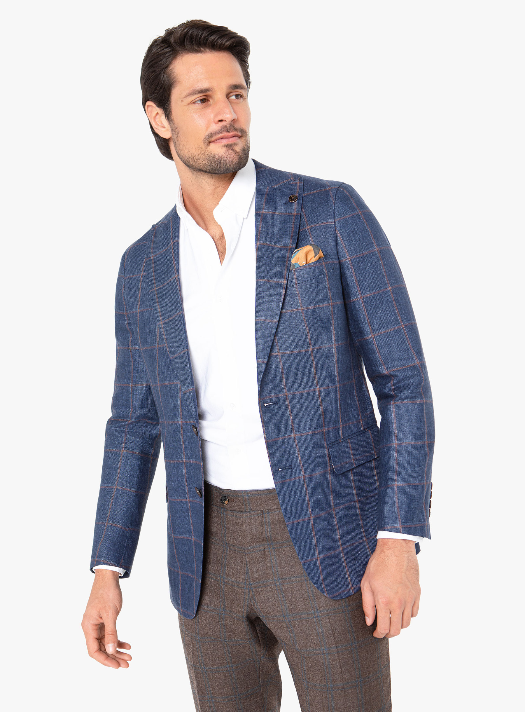 Men {collection_title} Portici Indigo Mulberry Check Jacket Peter Jackson