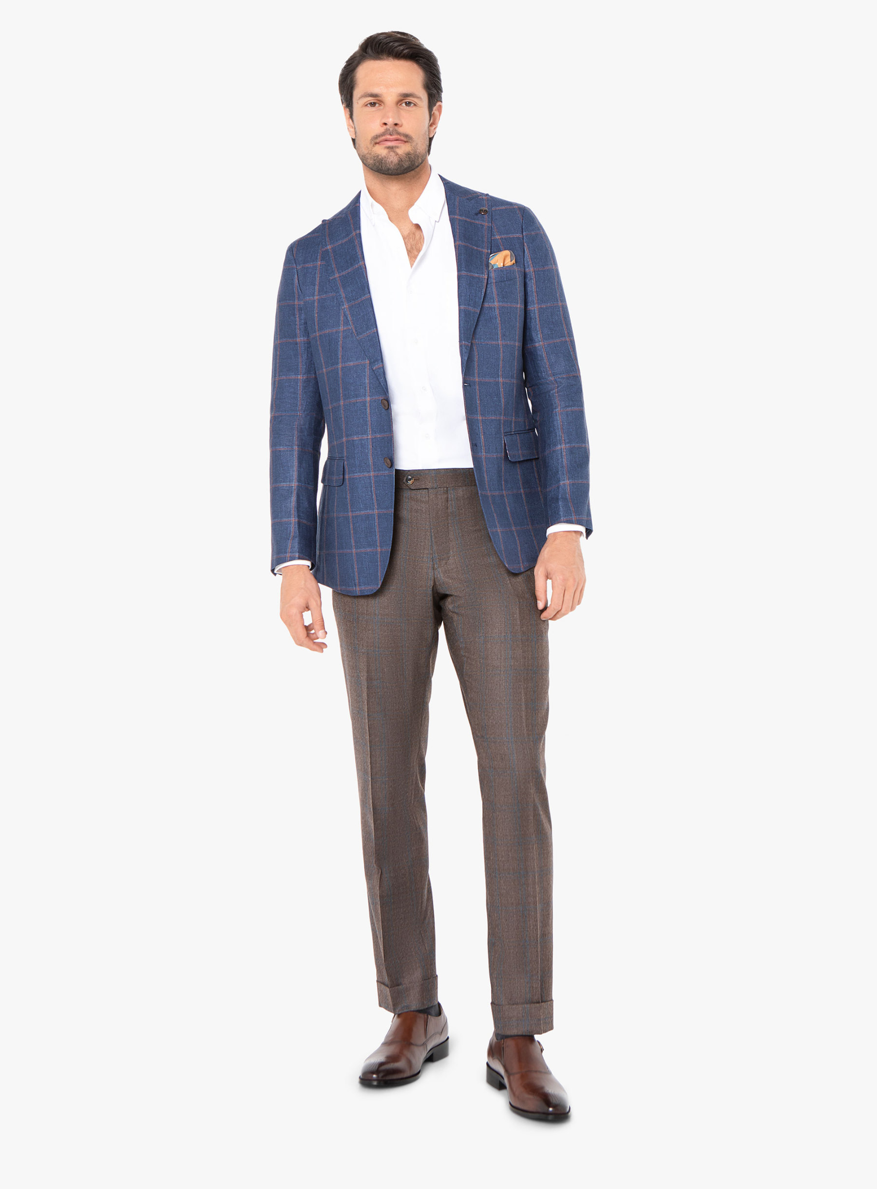 Men {collection_title} Portici Indigo Mulberry Check Jacket Peter Jackson