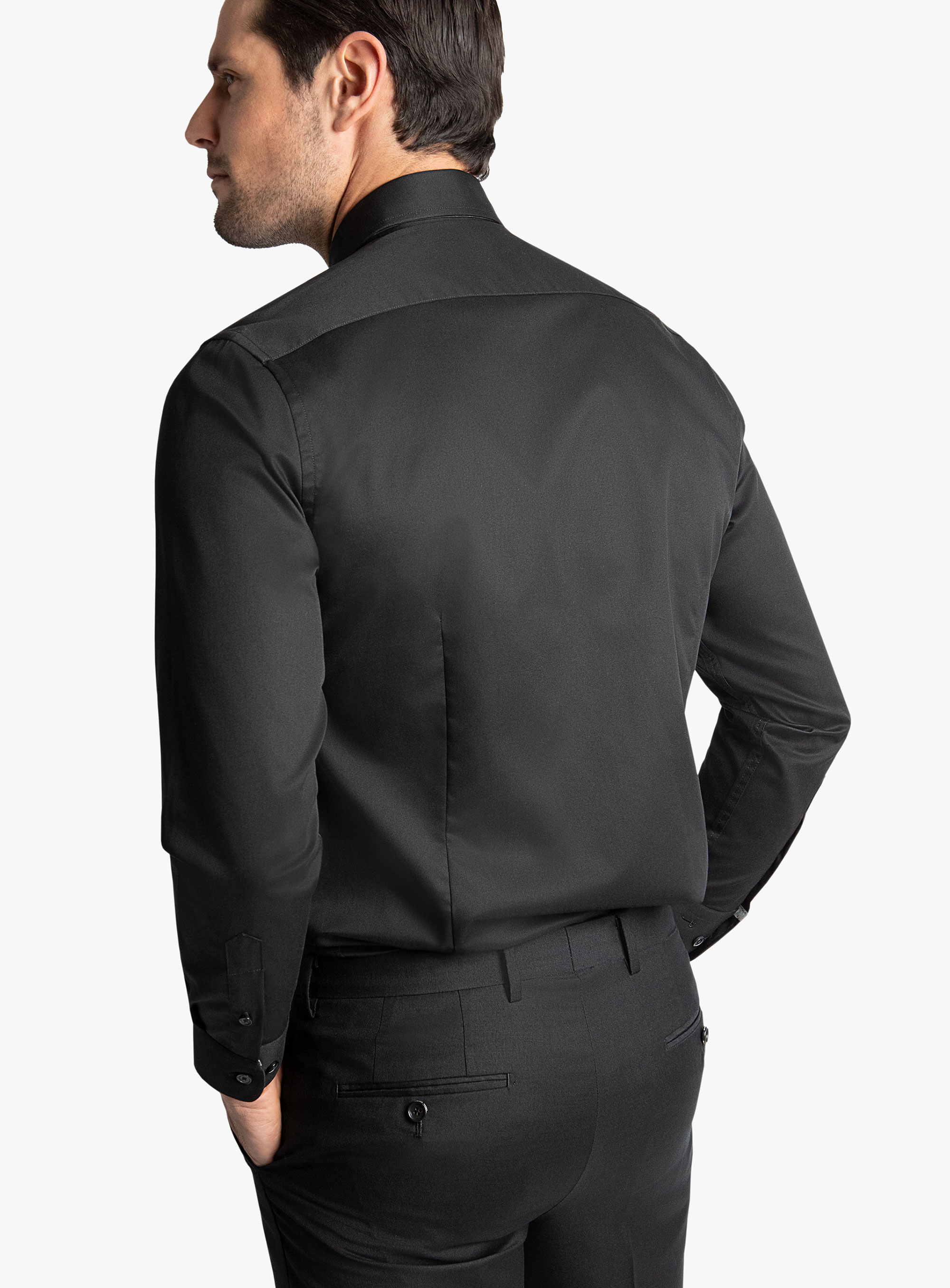Roccia Black Twill Slim fit Fly Front Shirt