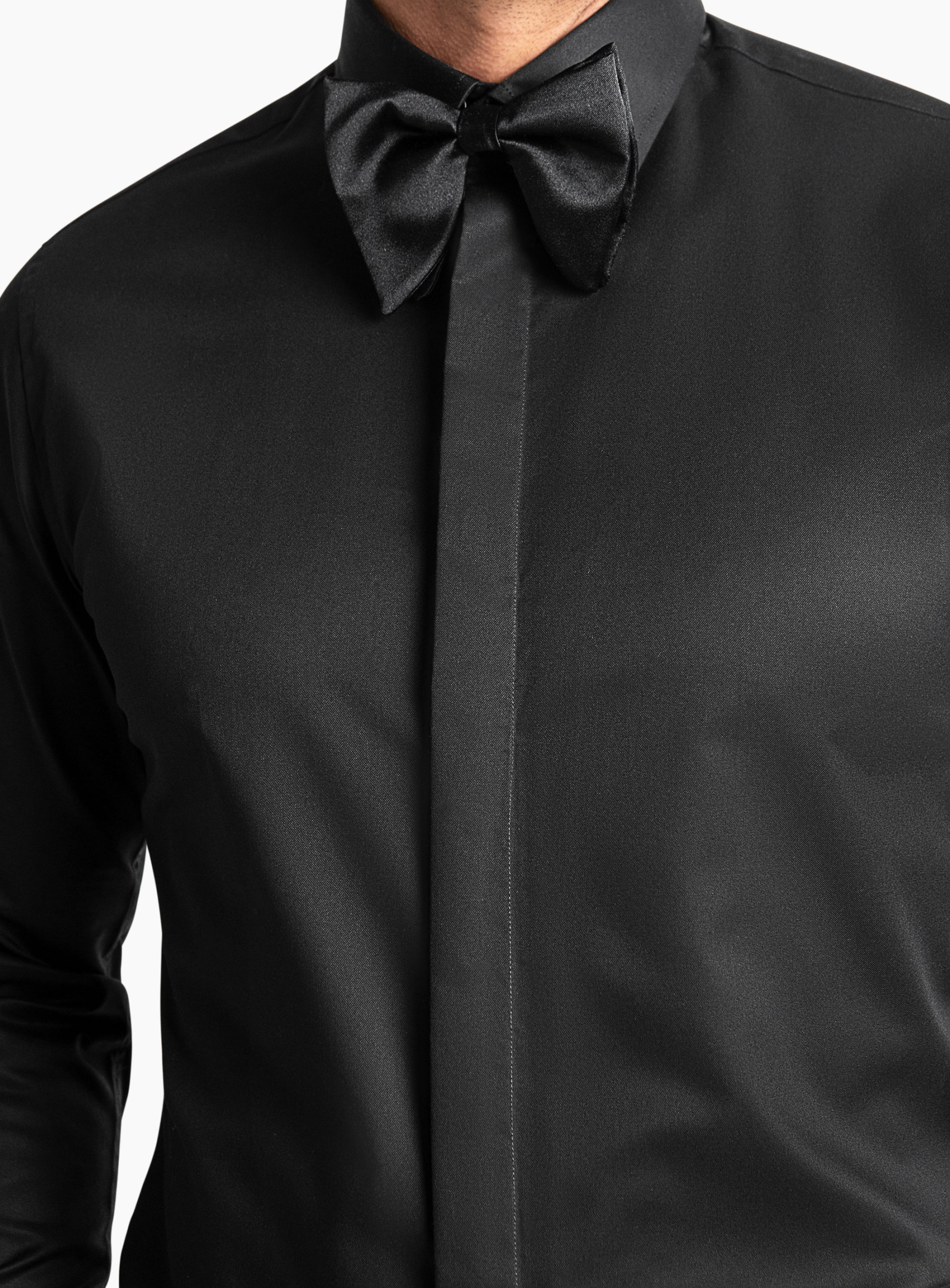 Roccia Black Twill Slim fit Fly Front Shirt