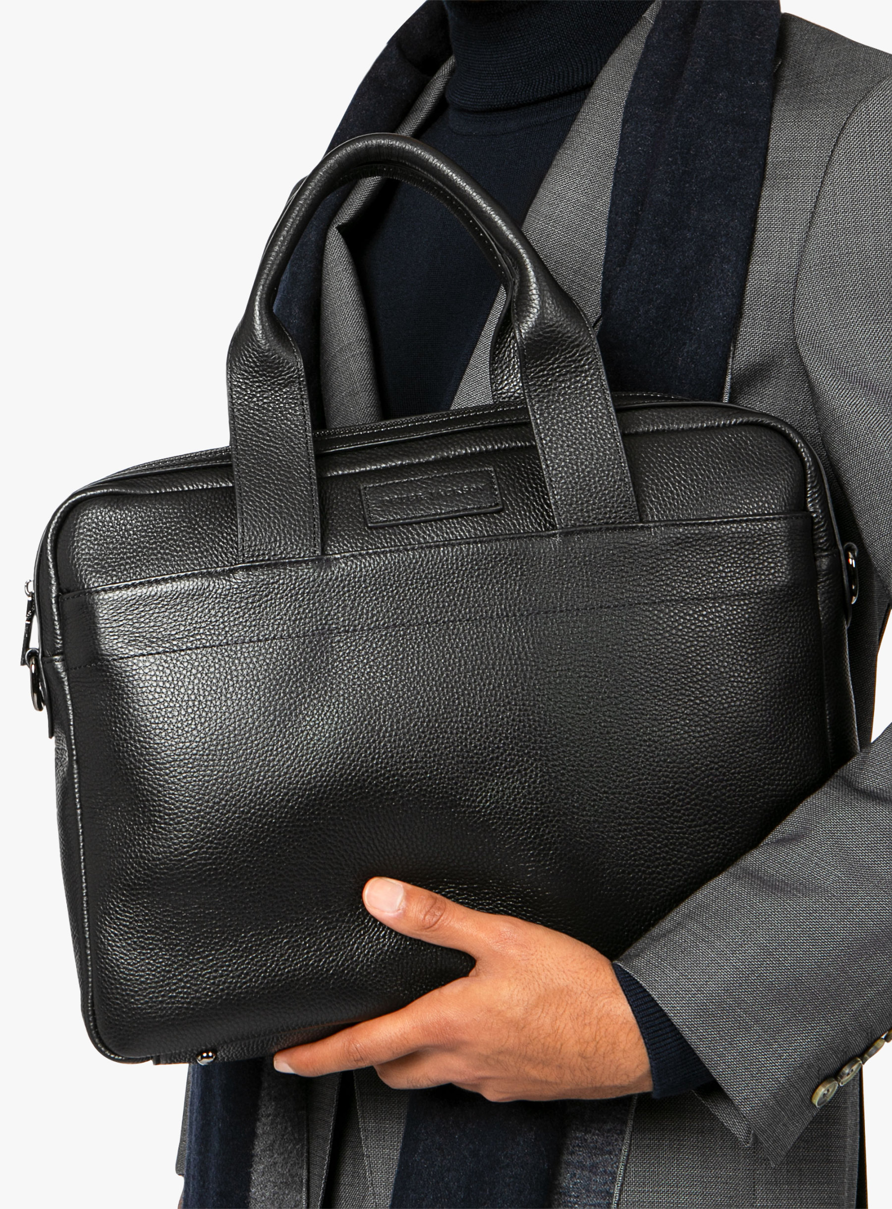Men {collection_title} Aldo Black Leather Briefcase Peter Jackson
