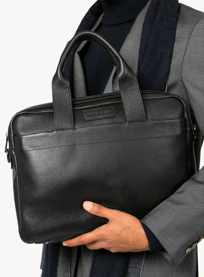 Men {collection_title} Aldo Black Leather Briefcase Peter Jackson