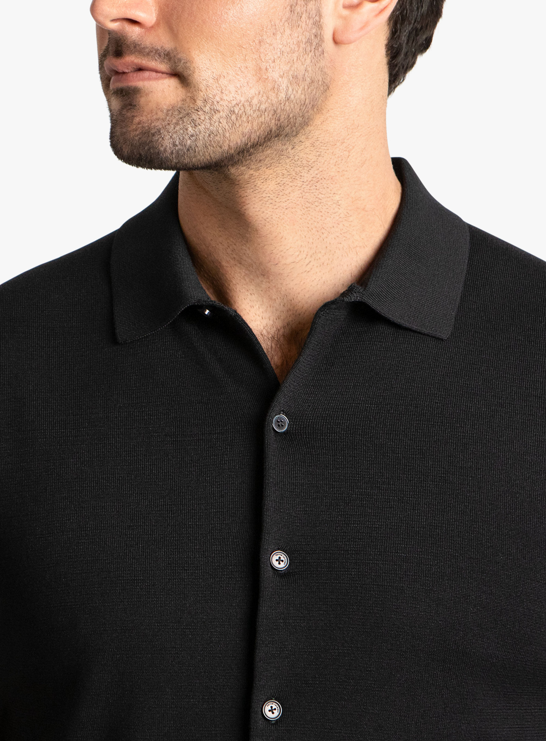 Olbia Black Button Down Short Sleeve Knit