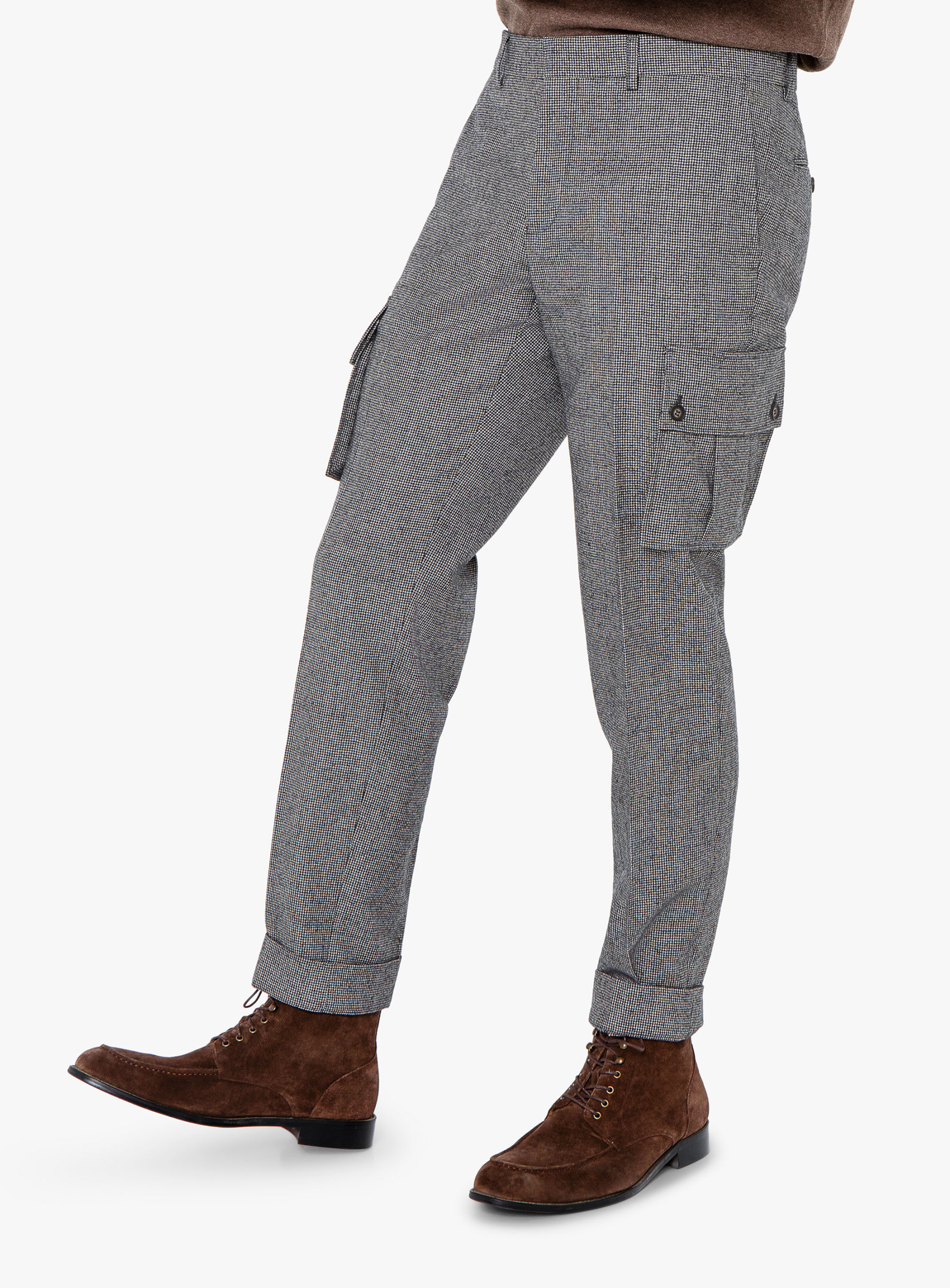 Isla Grey Houndstooth Flannel Cargo