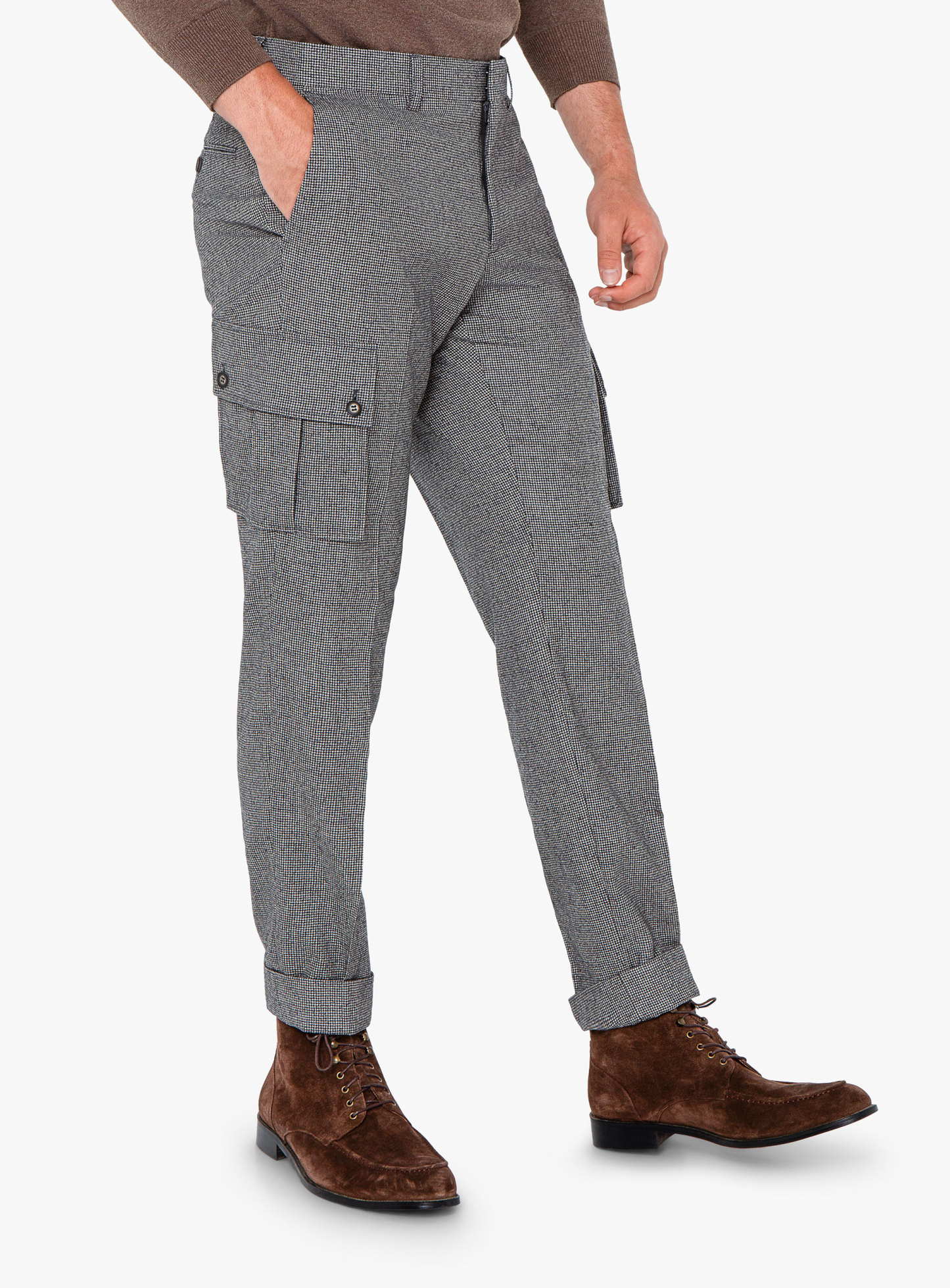 Isla Grey Houndstooth Flannel Cargo