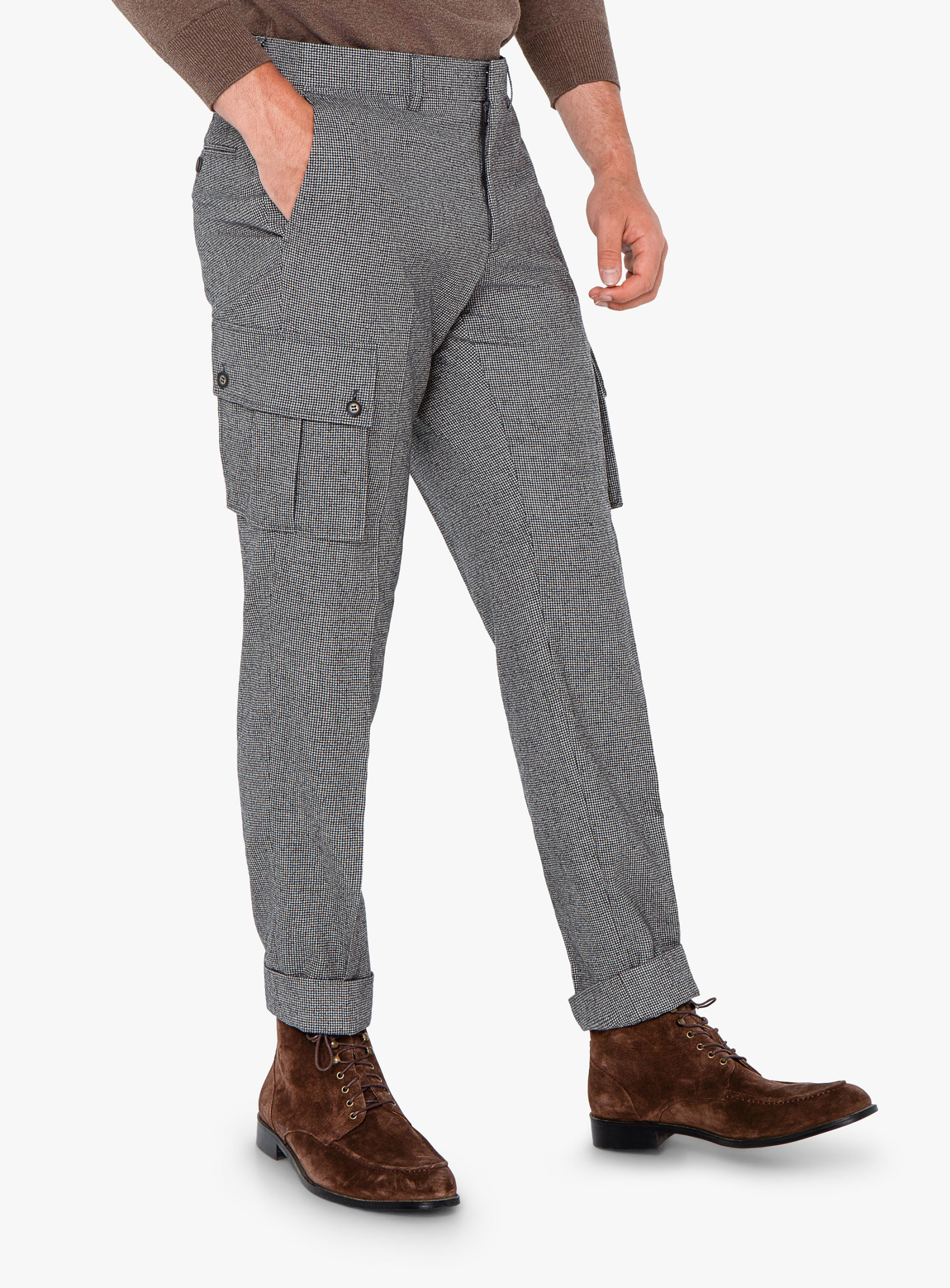 Isla Grey Houndstooth Flannel Cargo