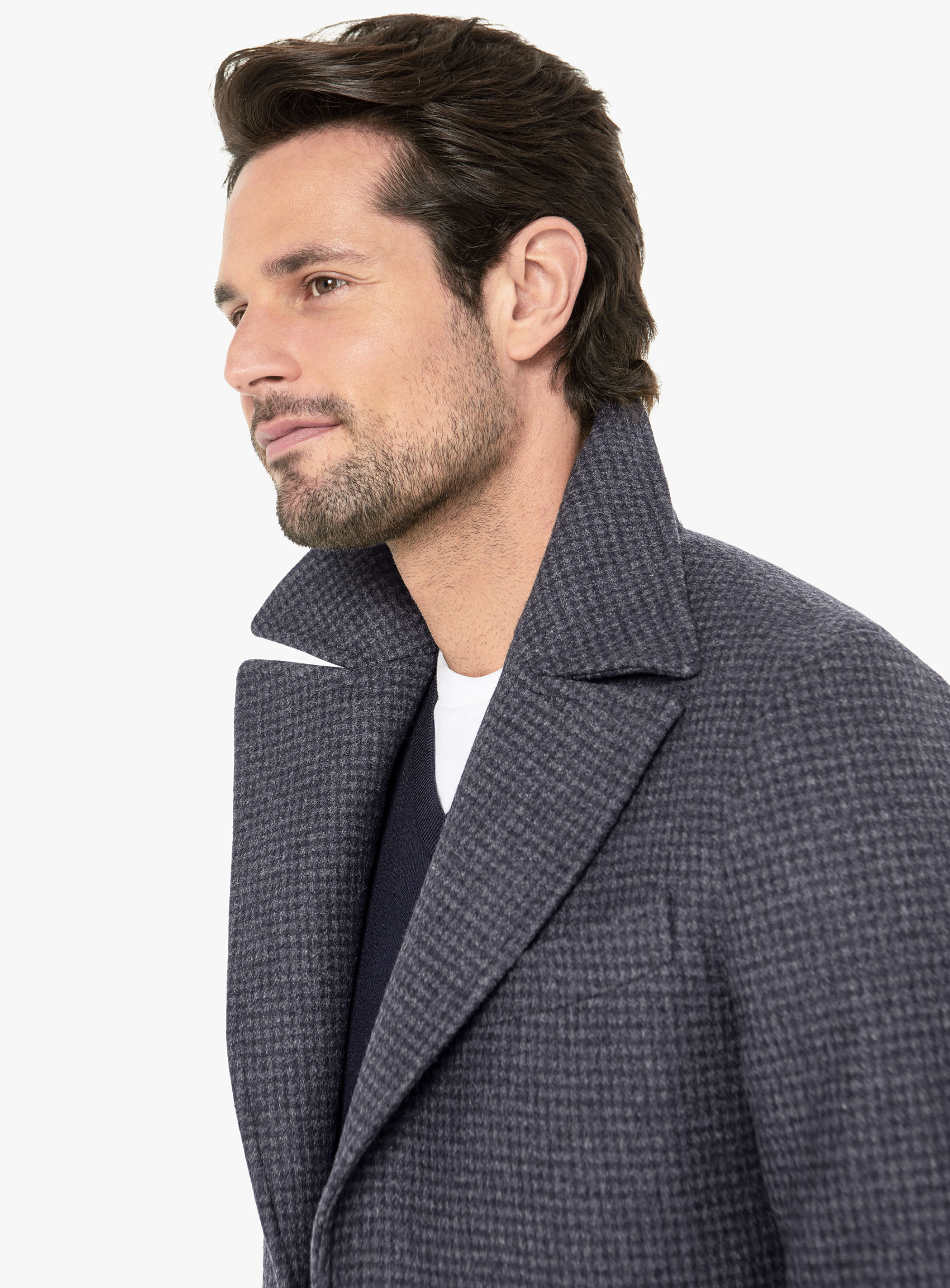 Men {collection_title} Asiago Navy Wool Pile Overcoat Peter Jackson