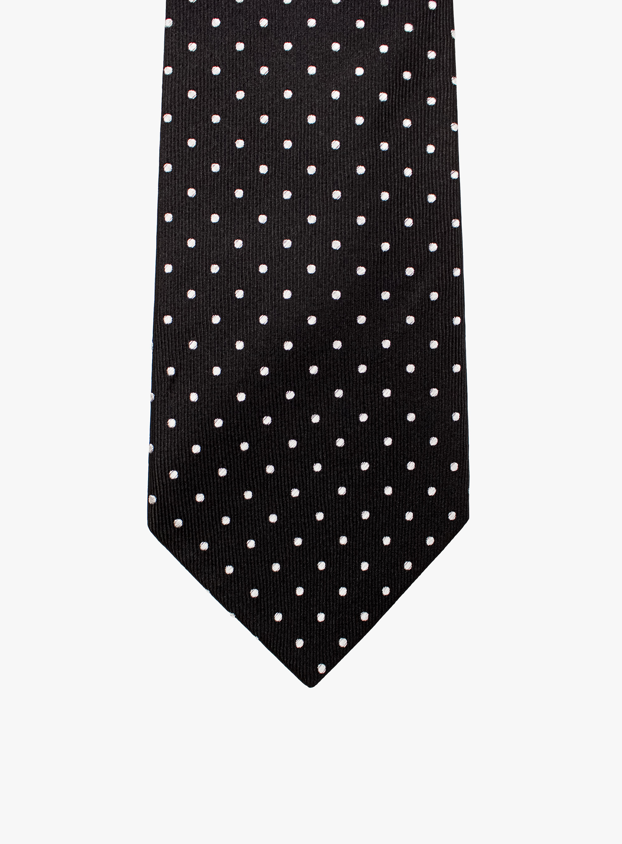 Black Silk Tie with White Polka Dots