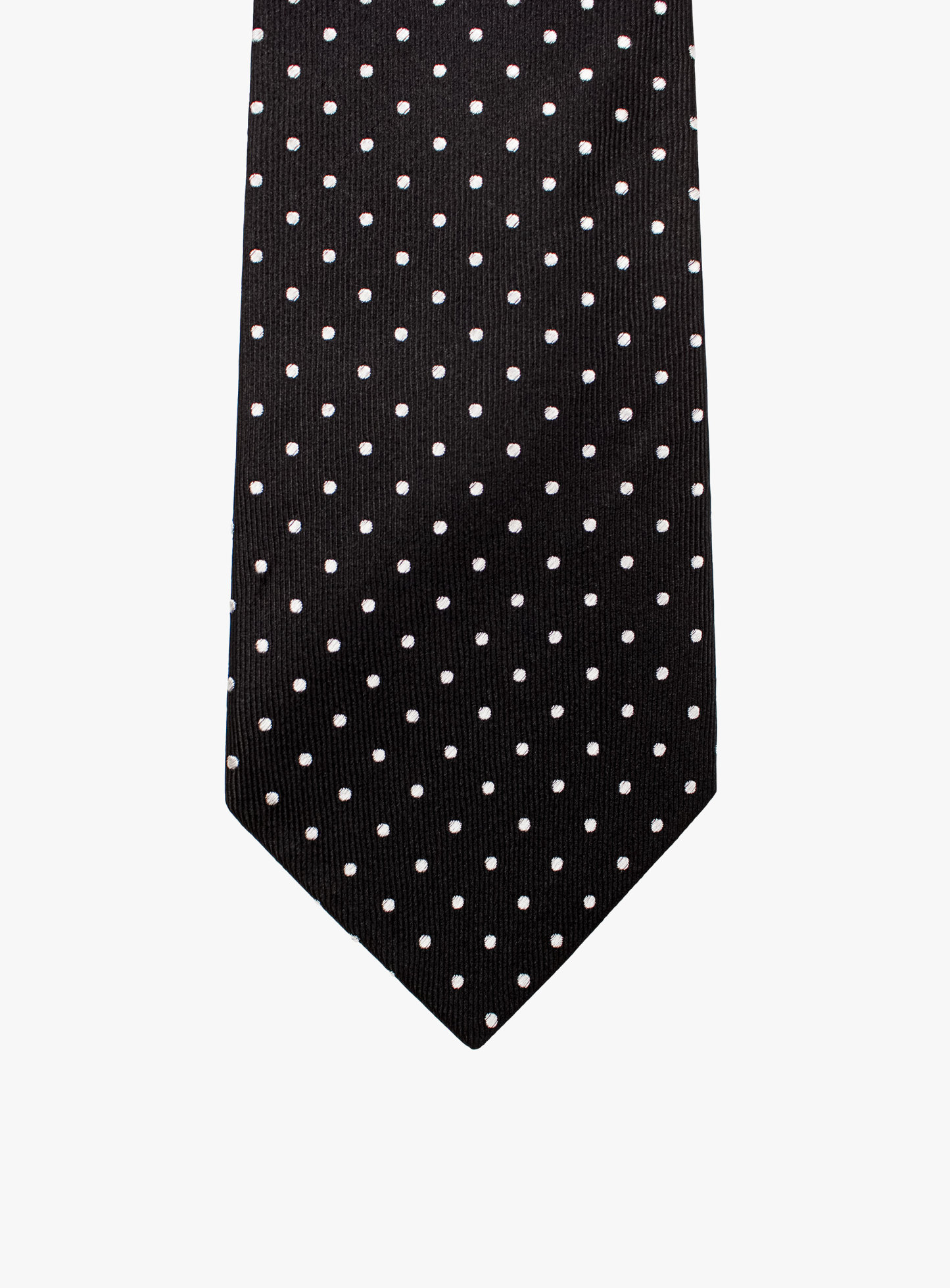 Black Silk Tie with White Polka Dots